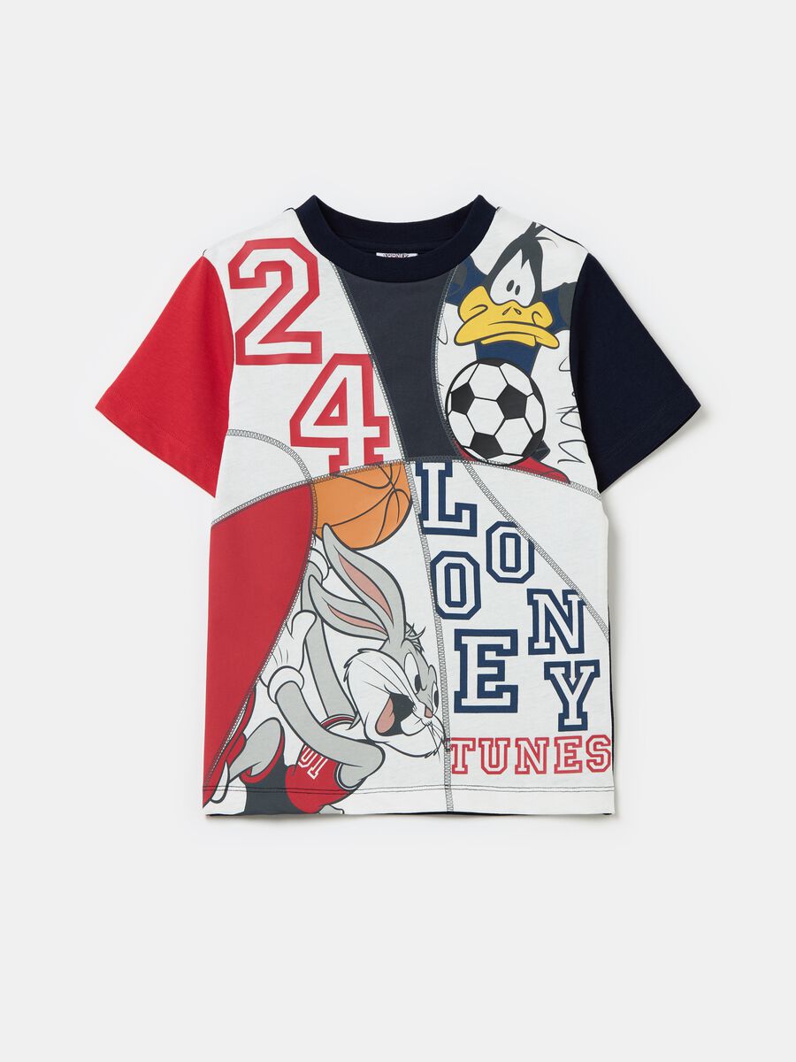 T-shirt color-block con Bugs Bunny e Duffy Duck_0
