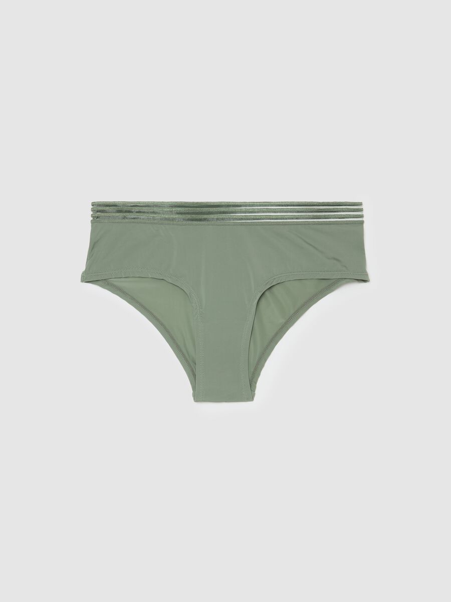 Microfibre French knickers with striped external elastic_4