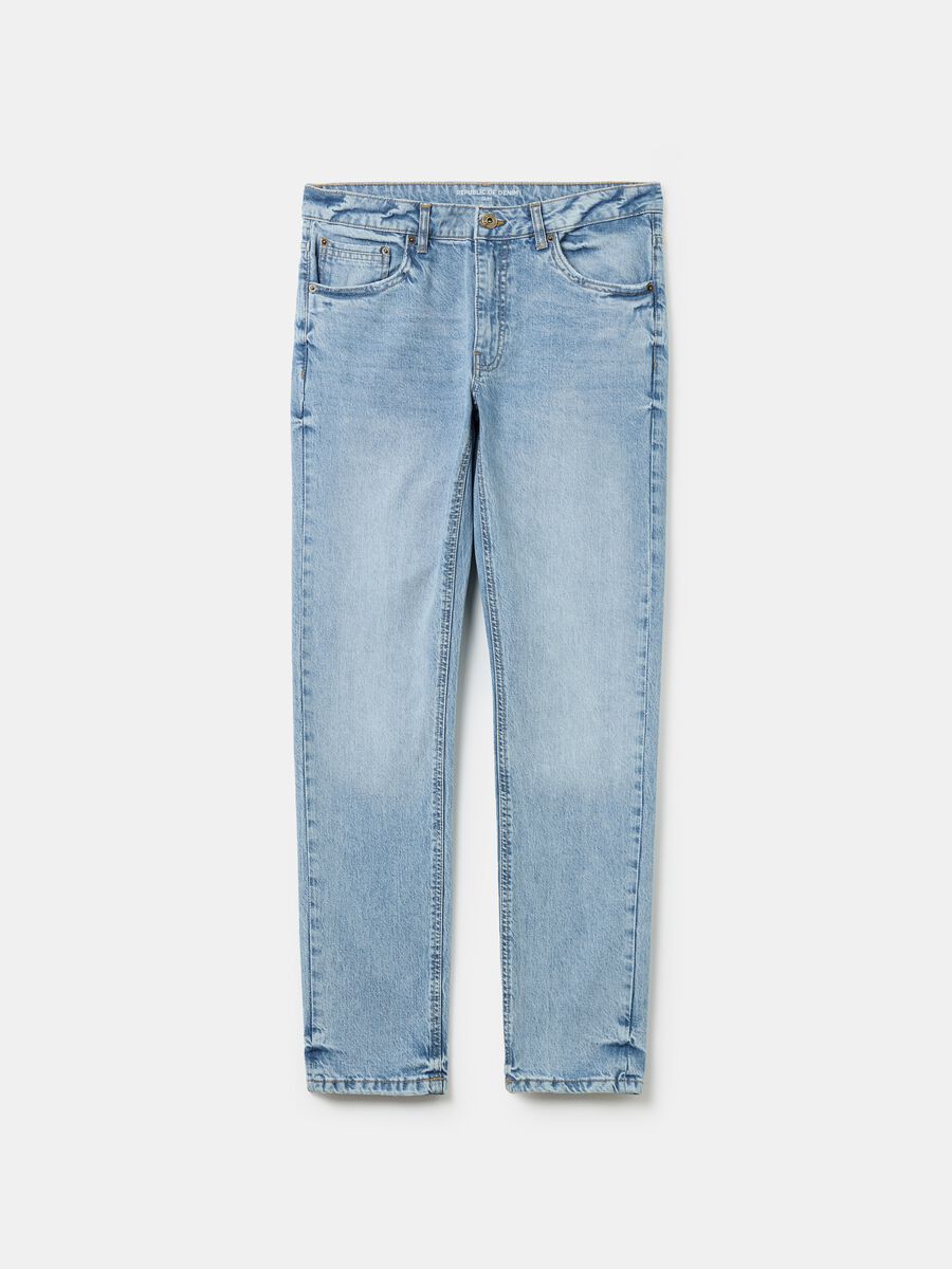 Slim-fit acid-wash jeans with fading_4