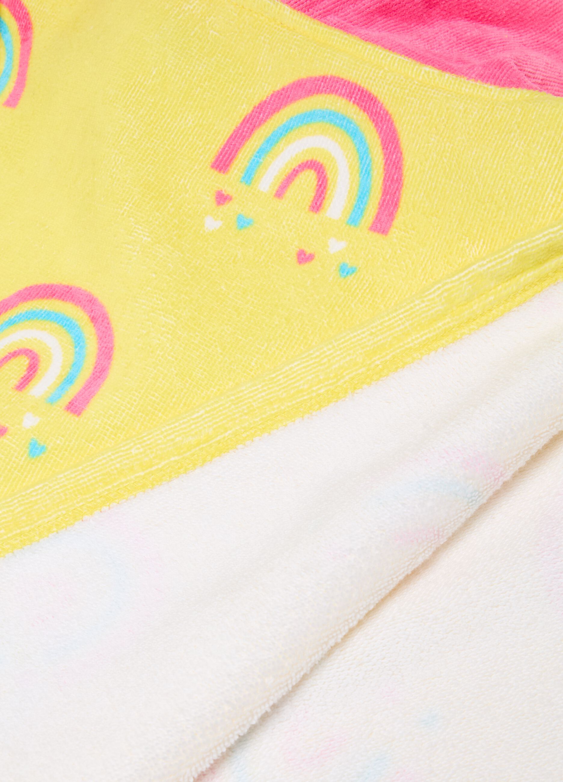 Beach poncho in terry with rainbow print