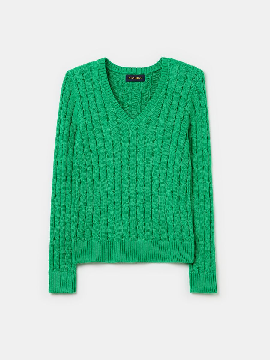 Cable-knit pullover with V neck_4