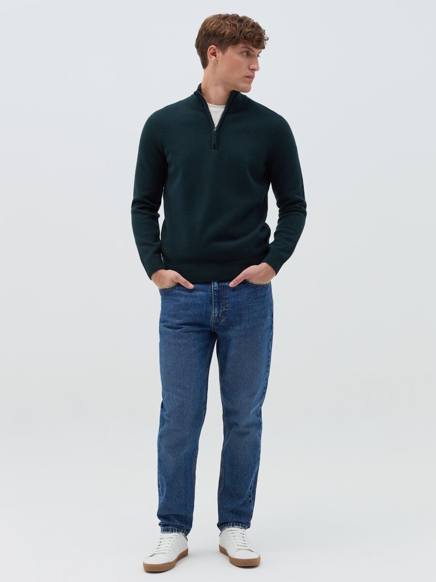 Pullover with high neck and half zip_0