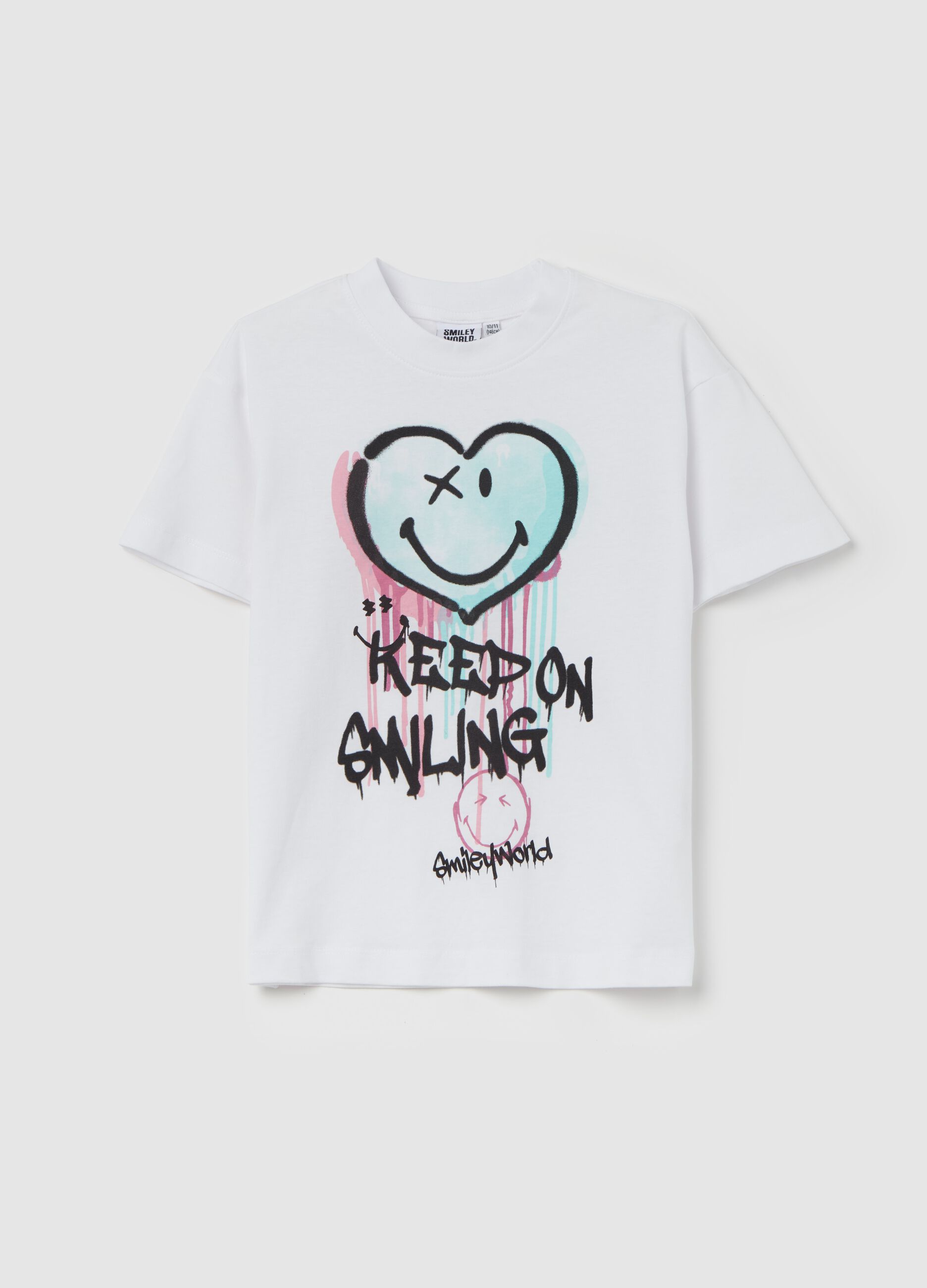 T-shirt con stampa "Keep on Smiling"