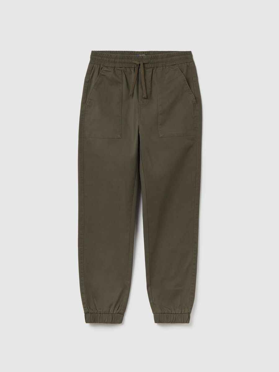 Joggers in twill con coulisse_0