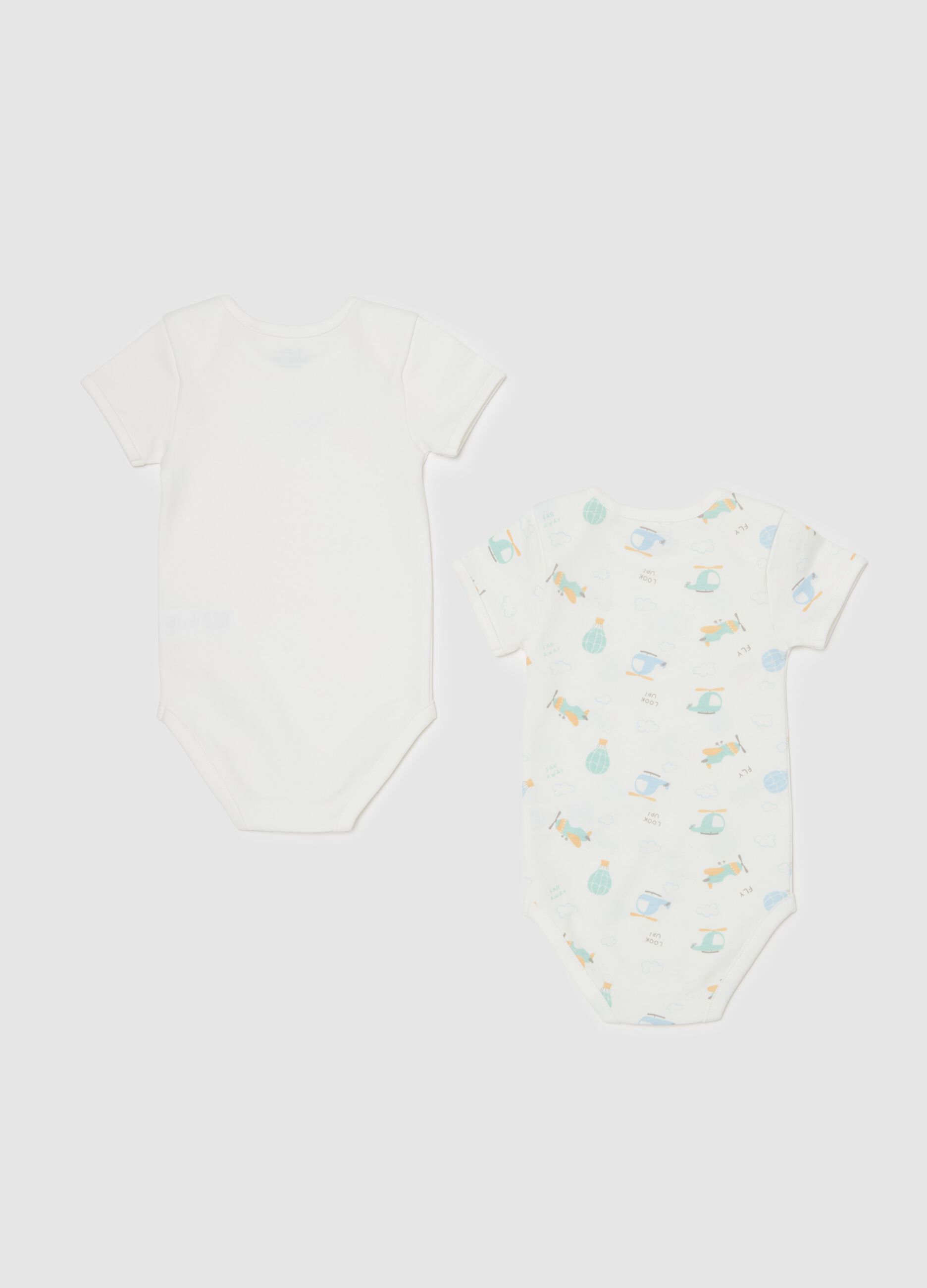 Two-pack organic cotton bodysuits with print