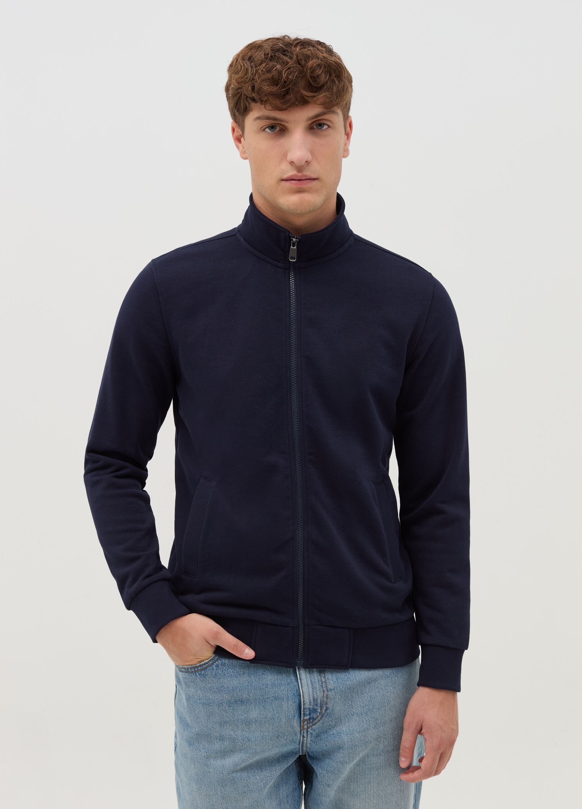 Full-zip in French Terry a collo alto