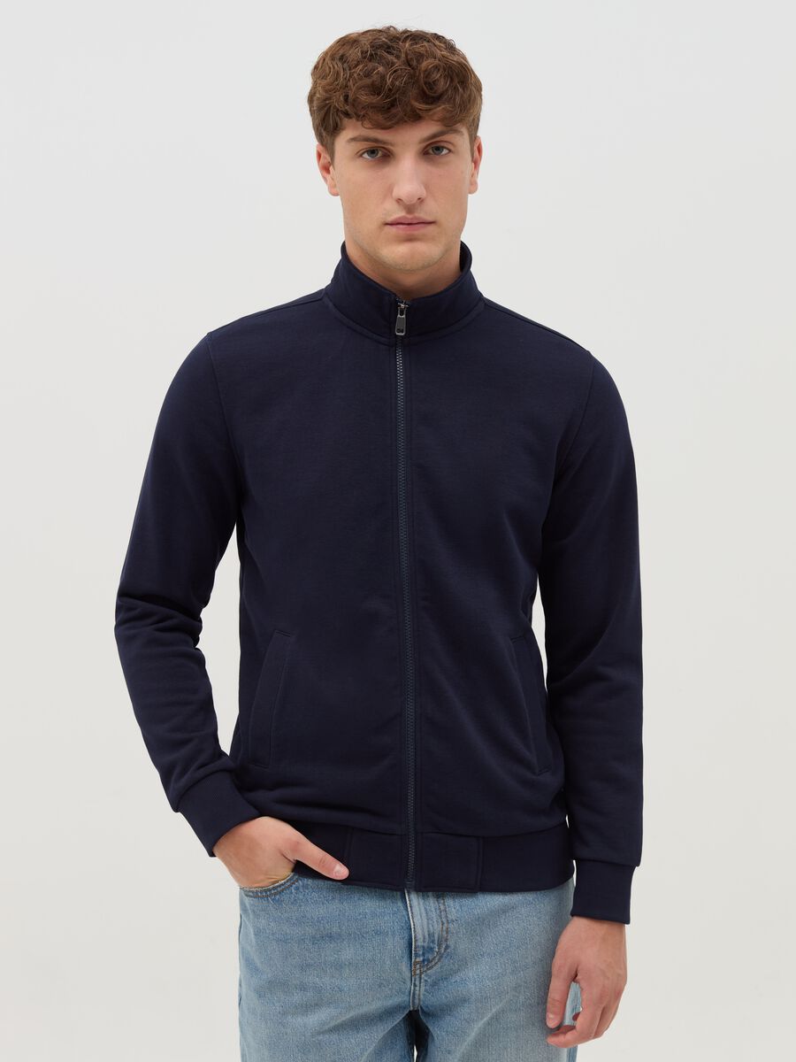 Full-zip in French Terry a collo alto_1