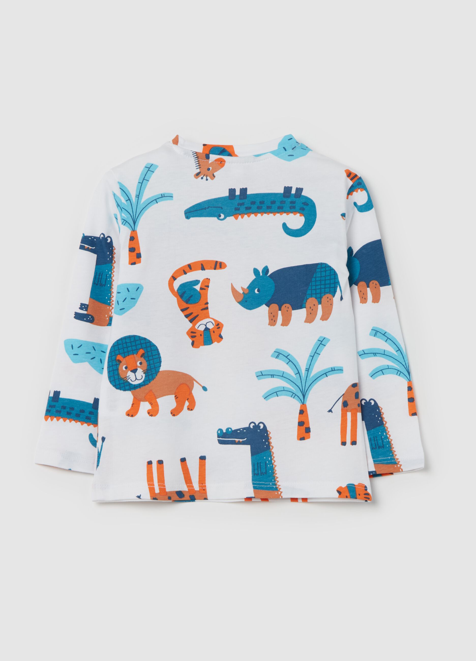 T-shirt maniche lunghe stampa animali savana