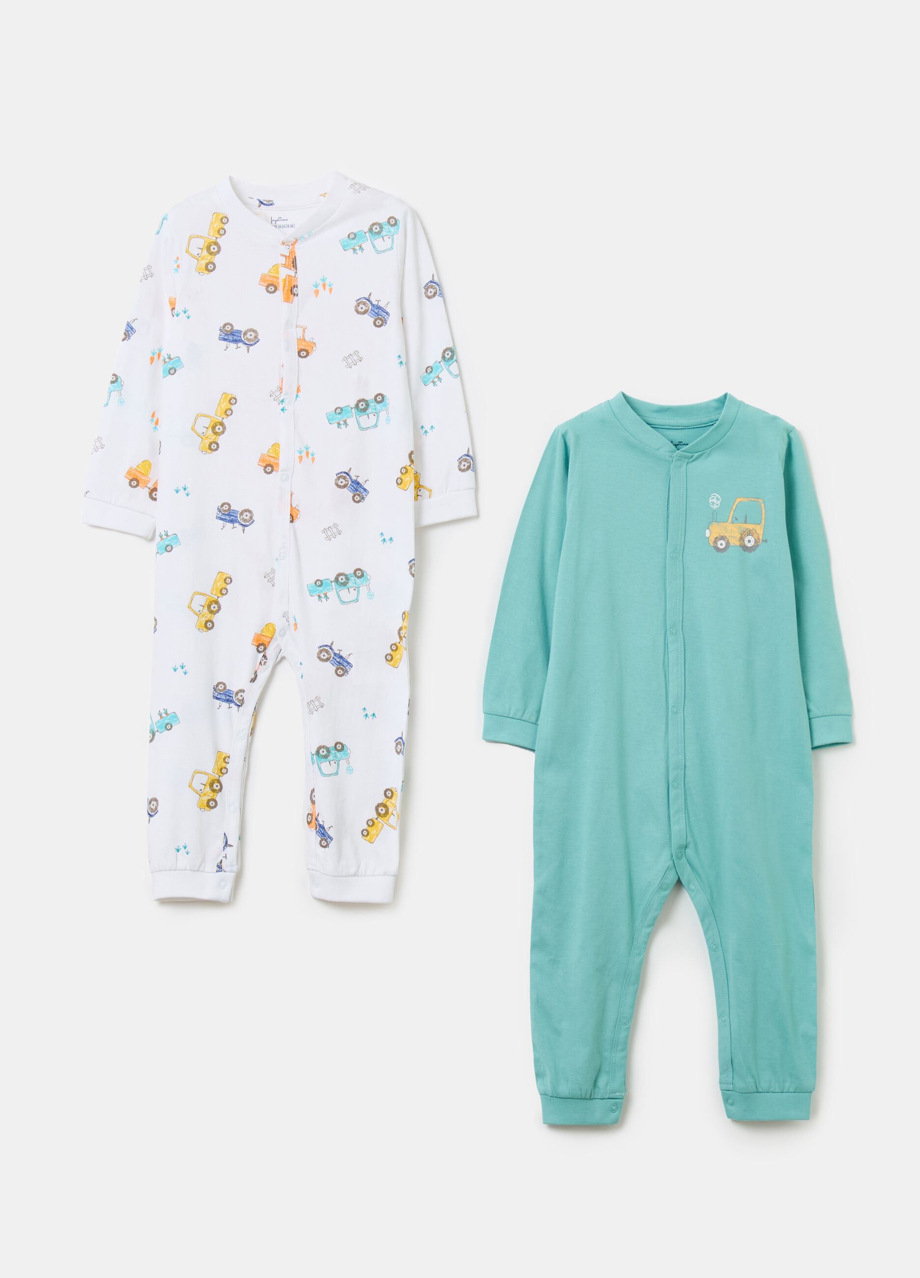 Two-pack onesies in organic cotton with print