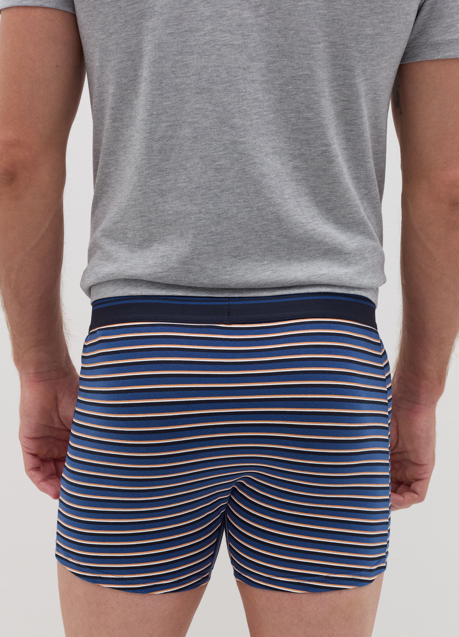 Three-pair pack midi boxer shorts with striped edging