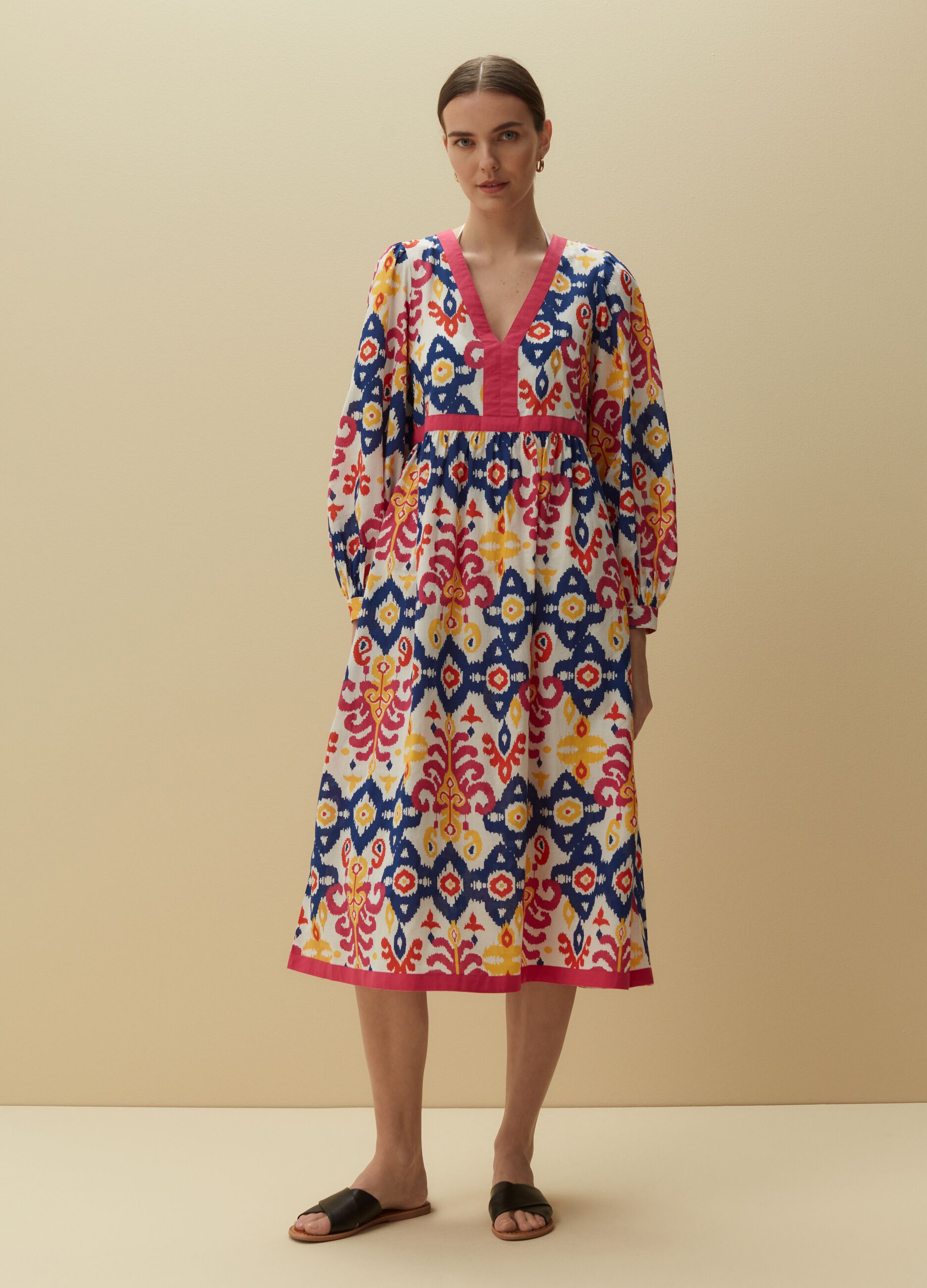 Midi dress with ikat print