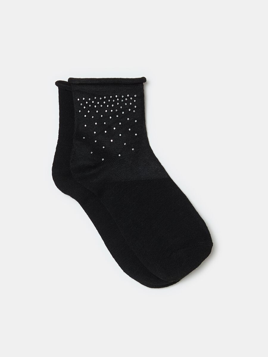Short stretch socks with diamanté motif_0