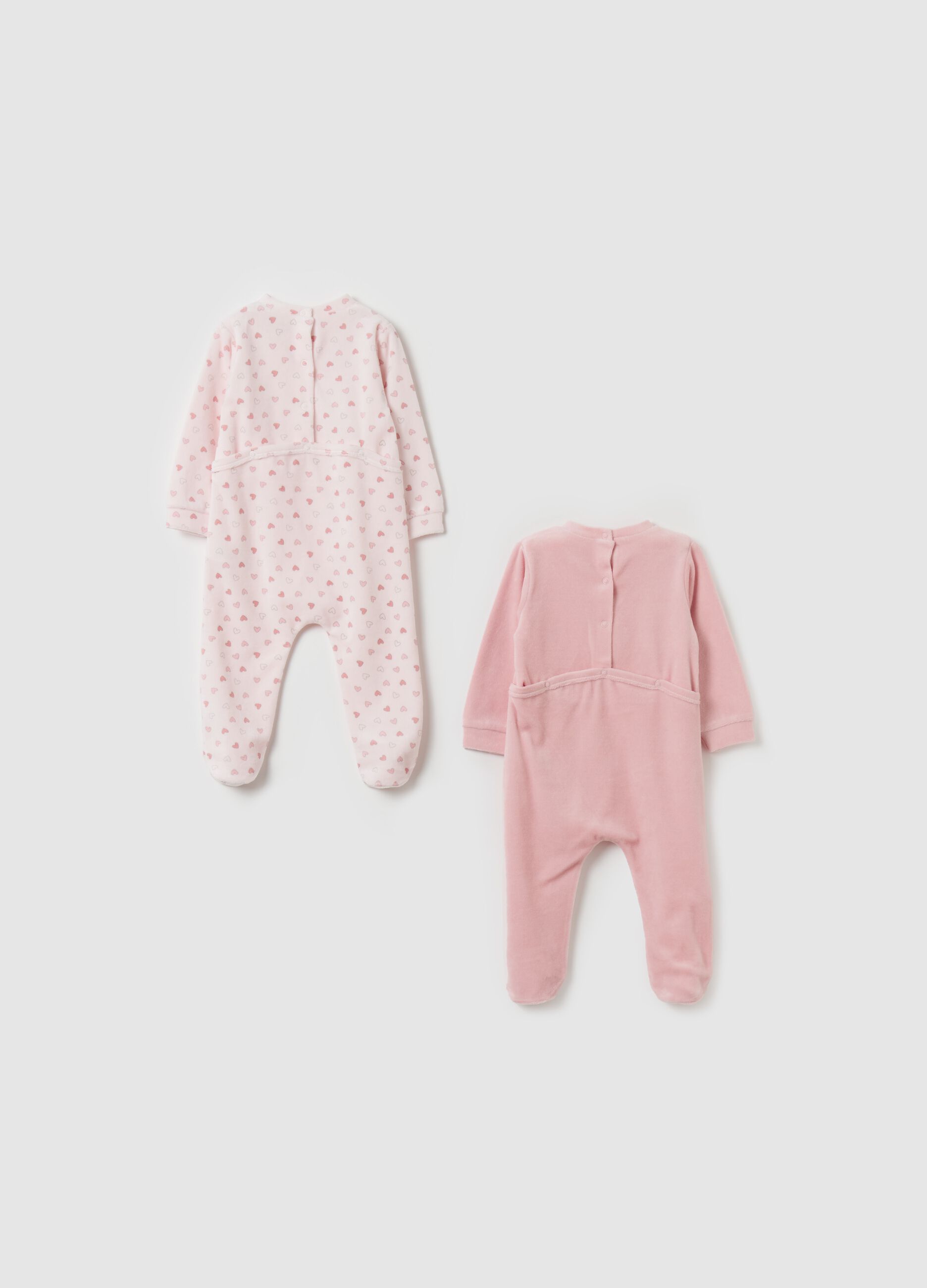 Two-pack velour onesies with feet