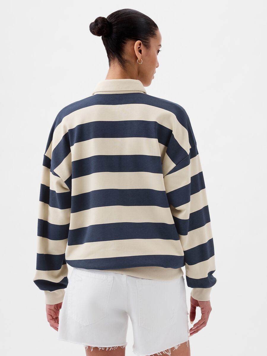 Striped oversized sweatshirt with polo neck_1