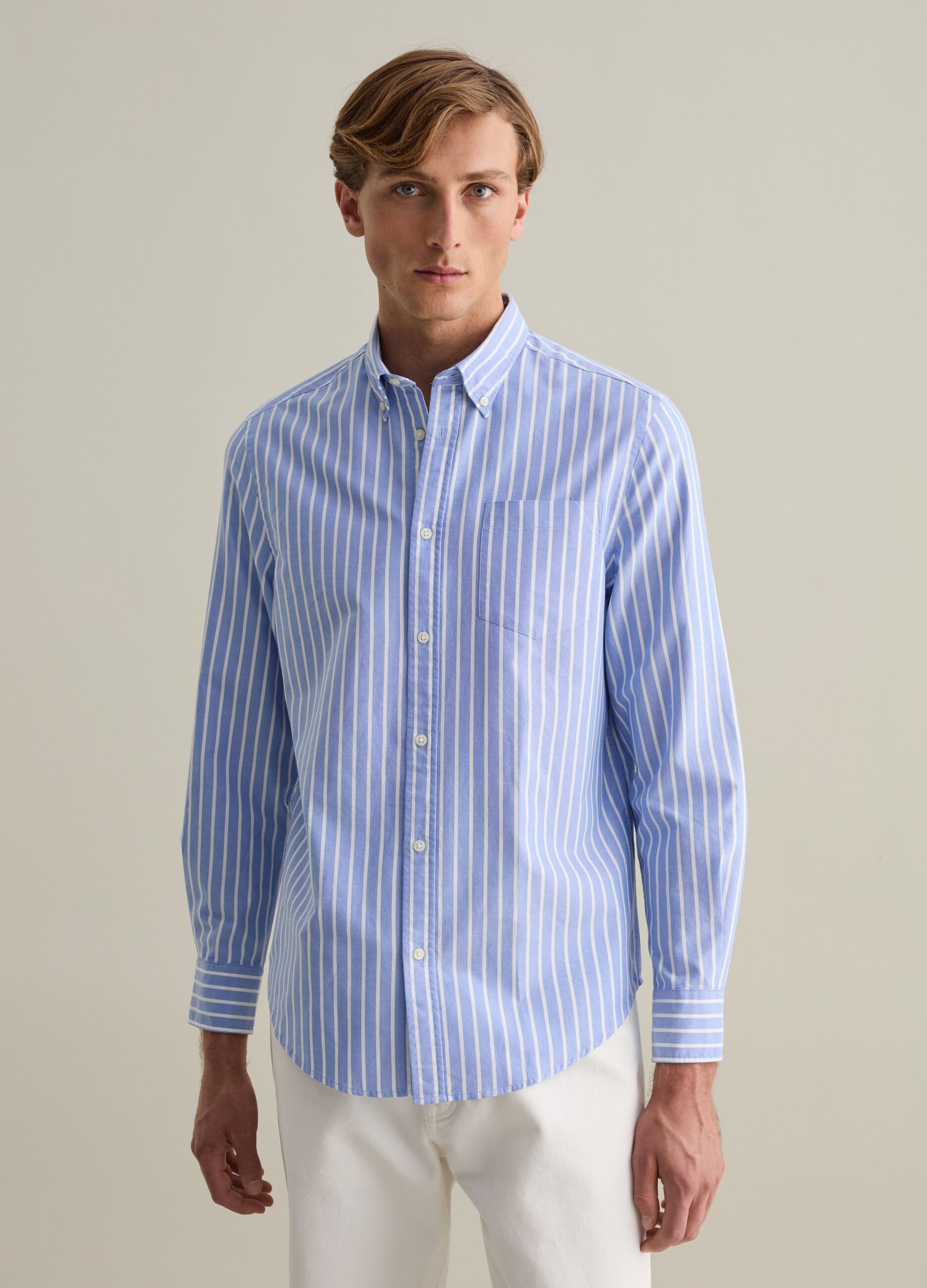 Regular-fit shirt in striped Oxford cotton