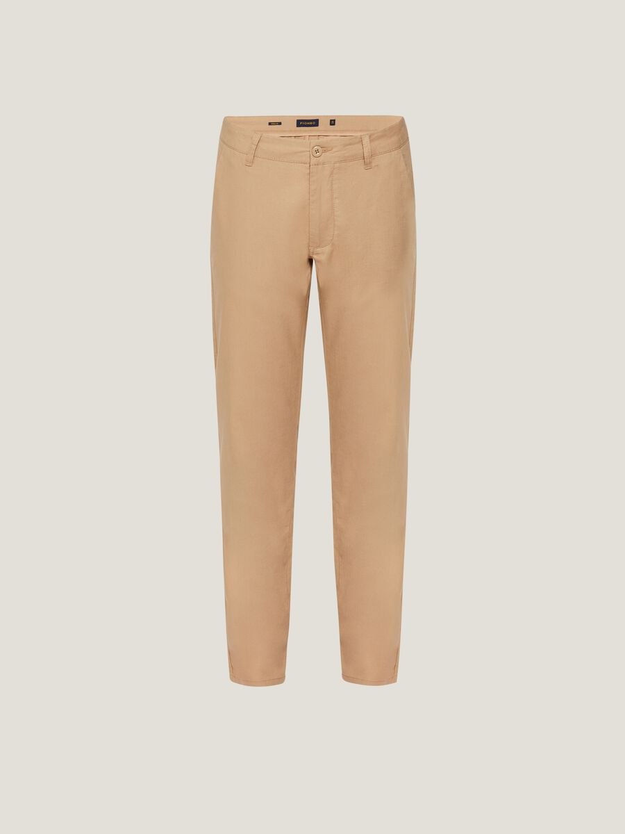 Cotton and linen chino trousers_4