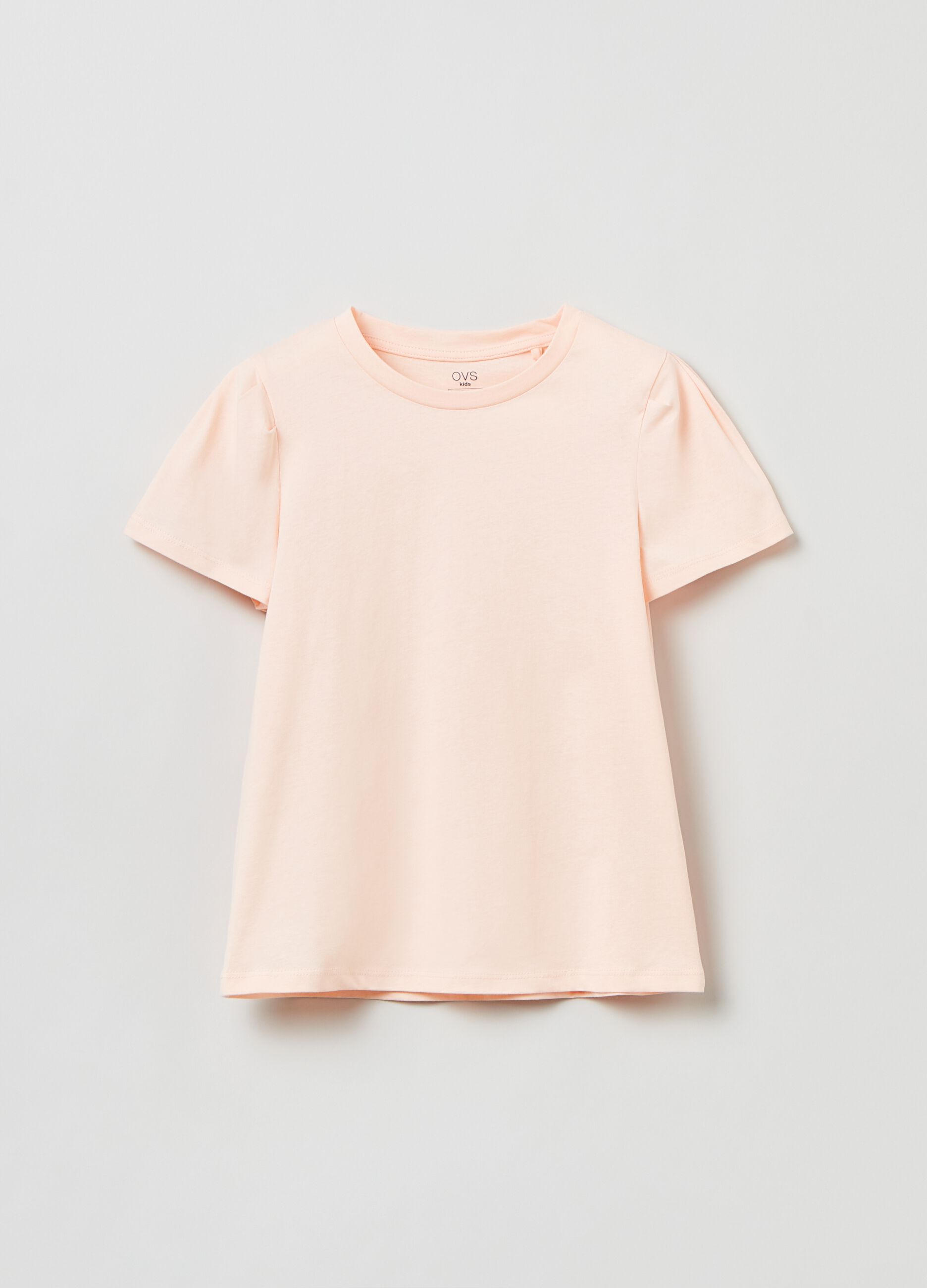 Cotton T-shirt with puff sleeves