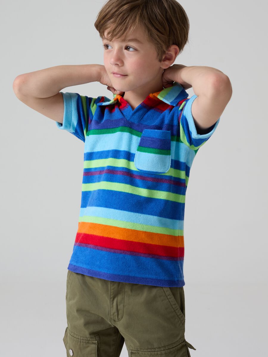 Striped polo shirt in cotton terry_0