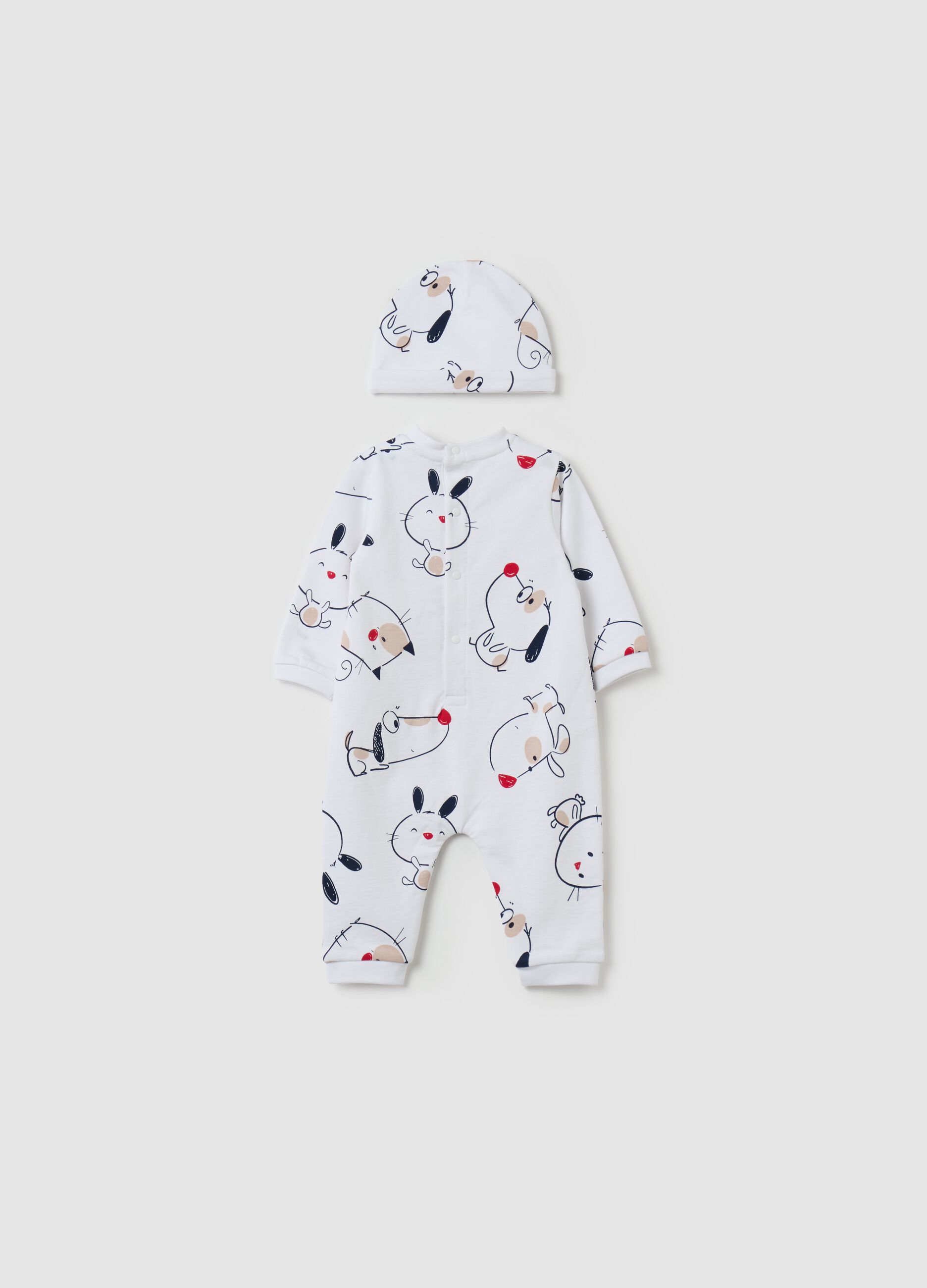 Onesie and hat set in 100% organic cotton