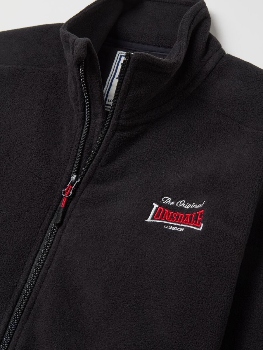 Full-zip sweatshirt in fleece with high neck and logo embroidery_5