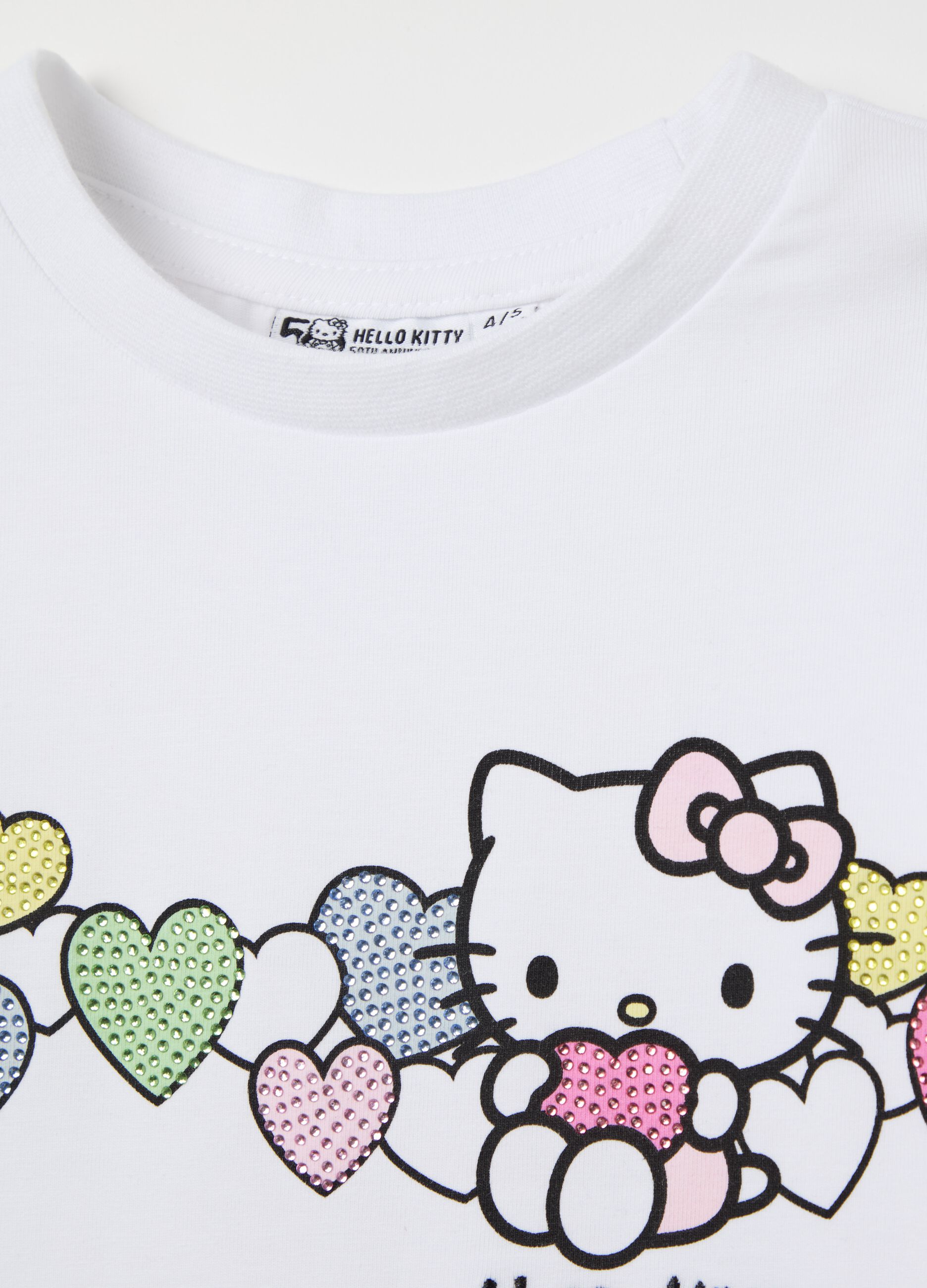 Long-sleeved Hello Kitty T-shirt with diamantés