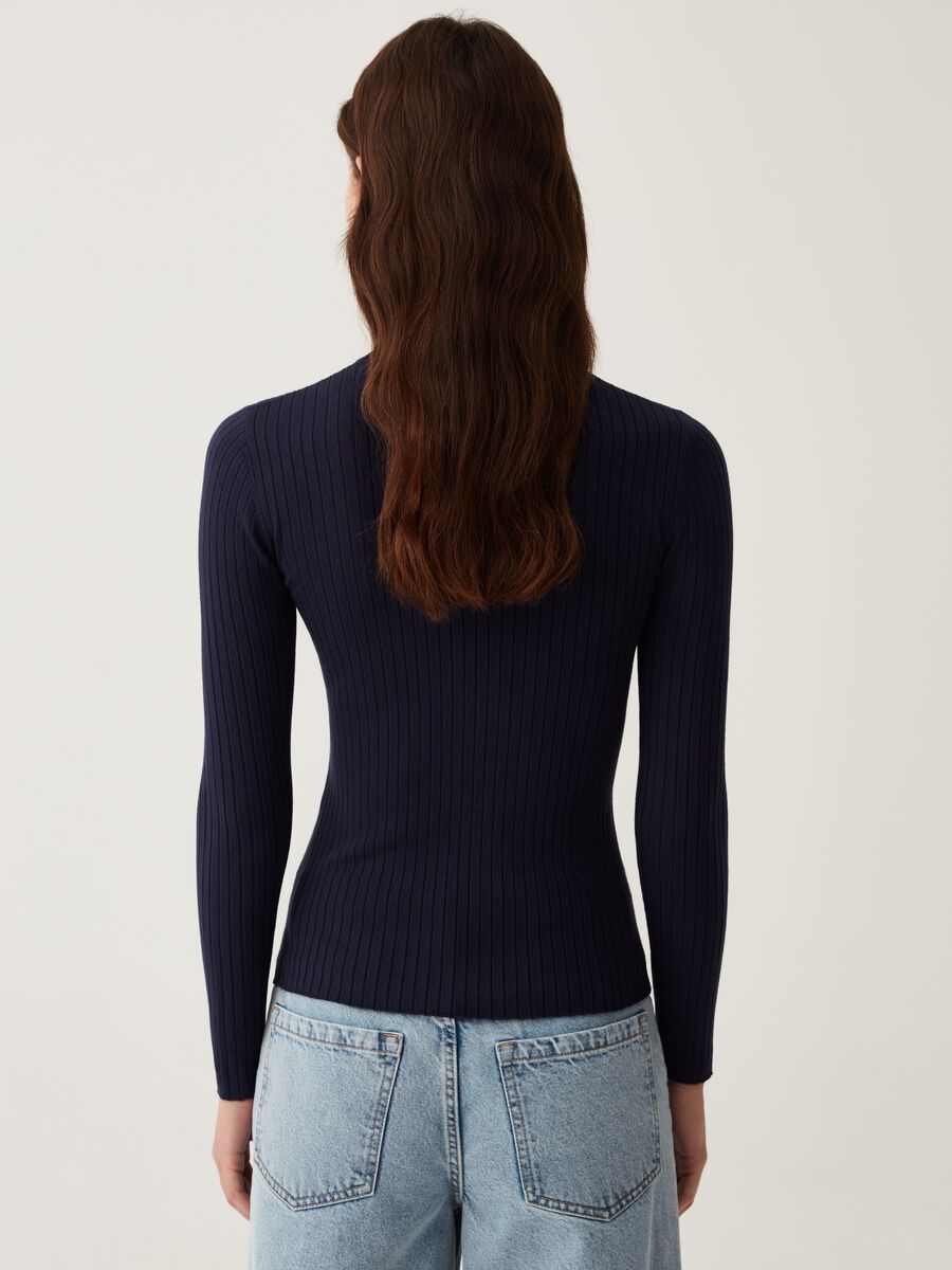 Mock neck pullover with flat ribbing_2