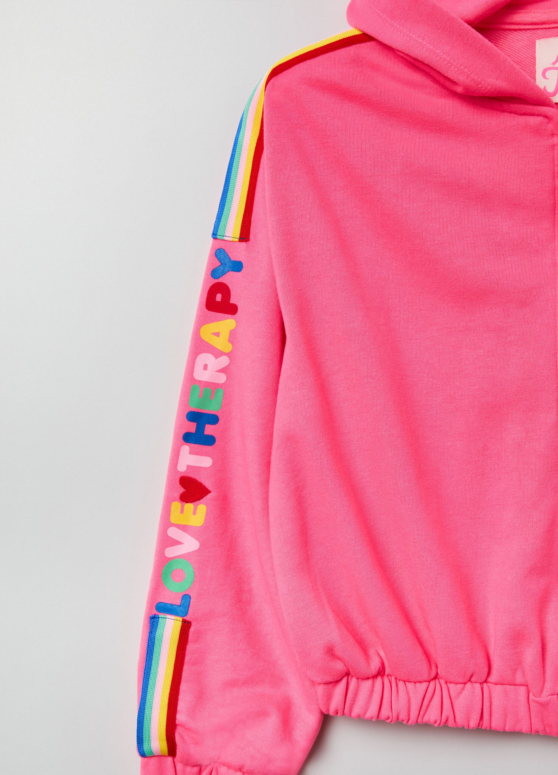 Full-zip sweatshirt with hood and Love Therapy print