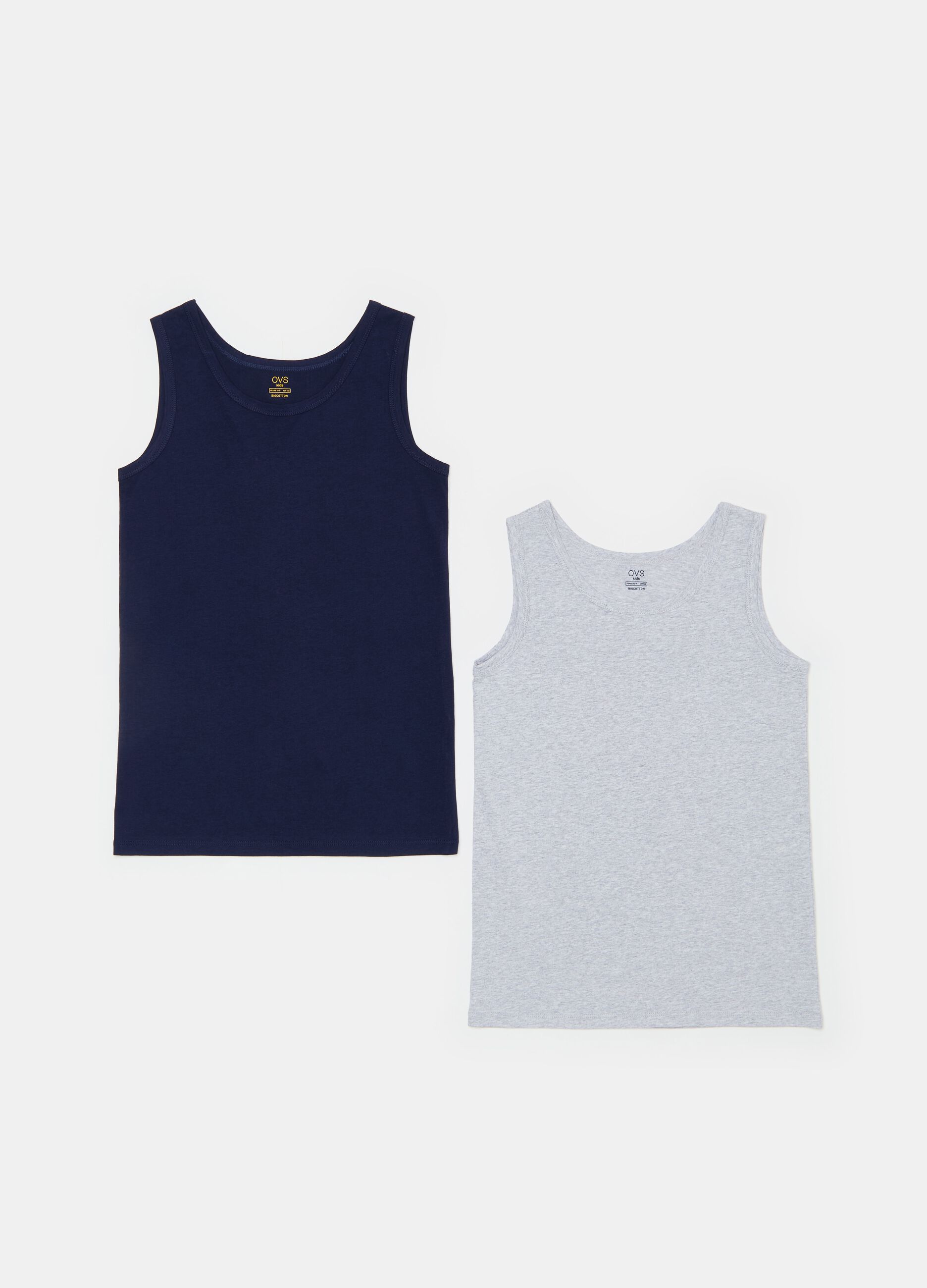 Two-pack racerback vests in organic cotton jersey