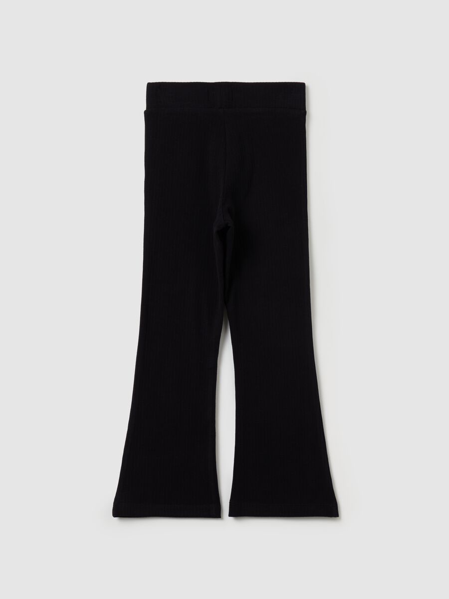 Flare-fit leggings with flat ribbing_1