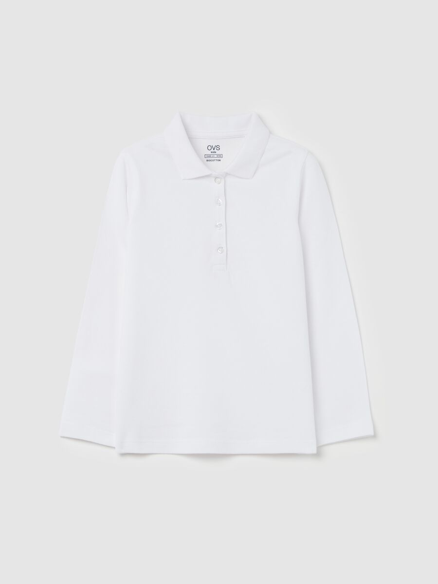 Long-sleeved polo shirt in organic cotton_0