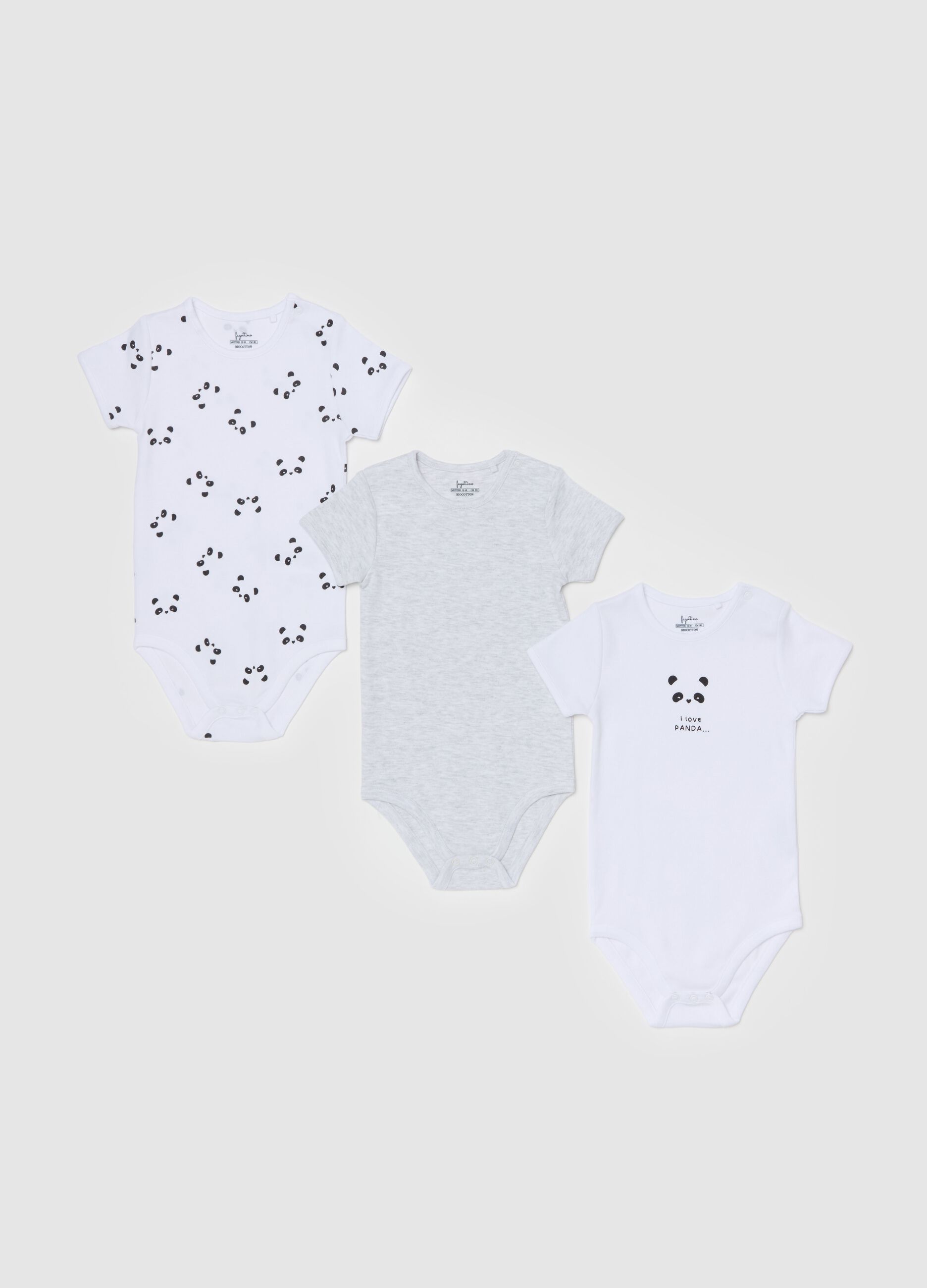 Three-pack bodysuits in organic cotton with print