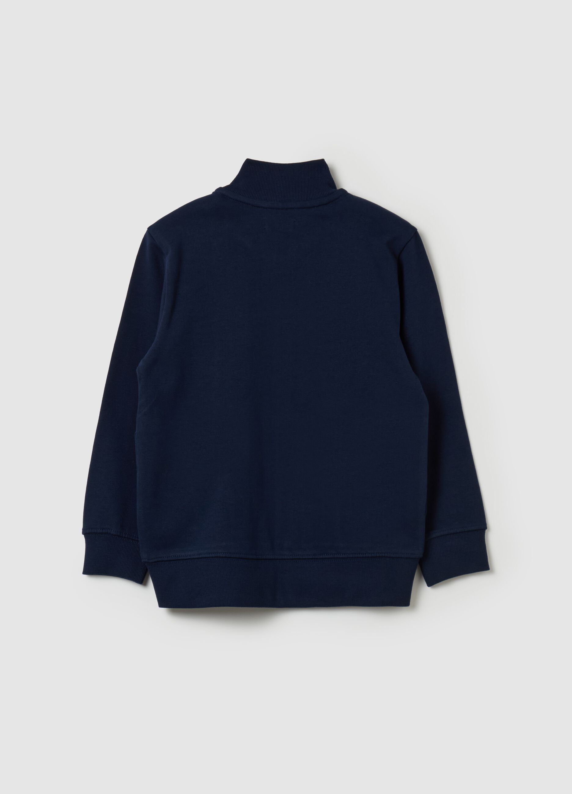 Full-zip sweatshirt in cotton with high neck