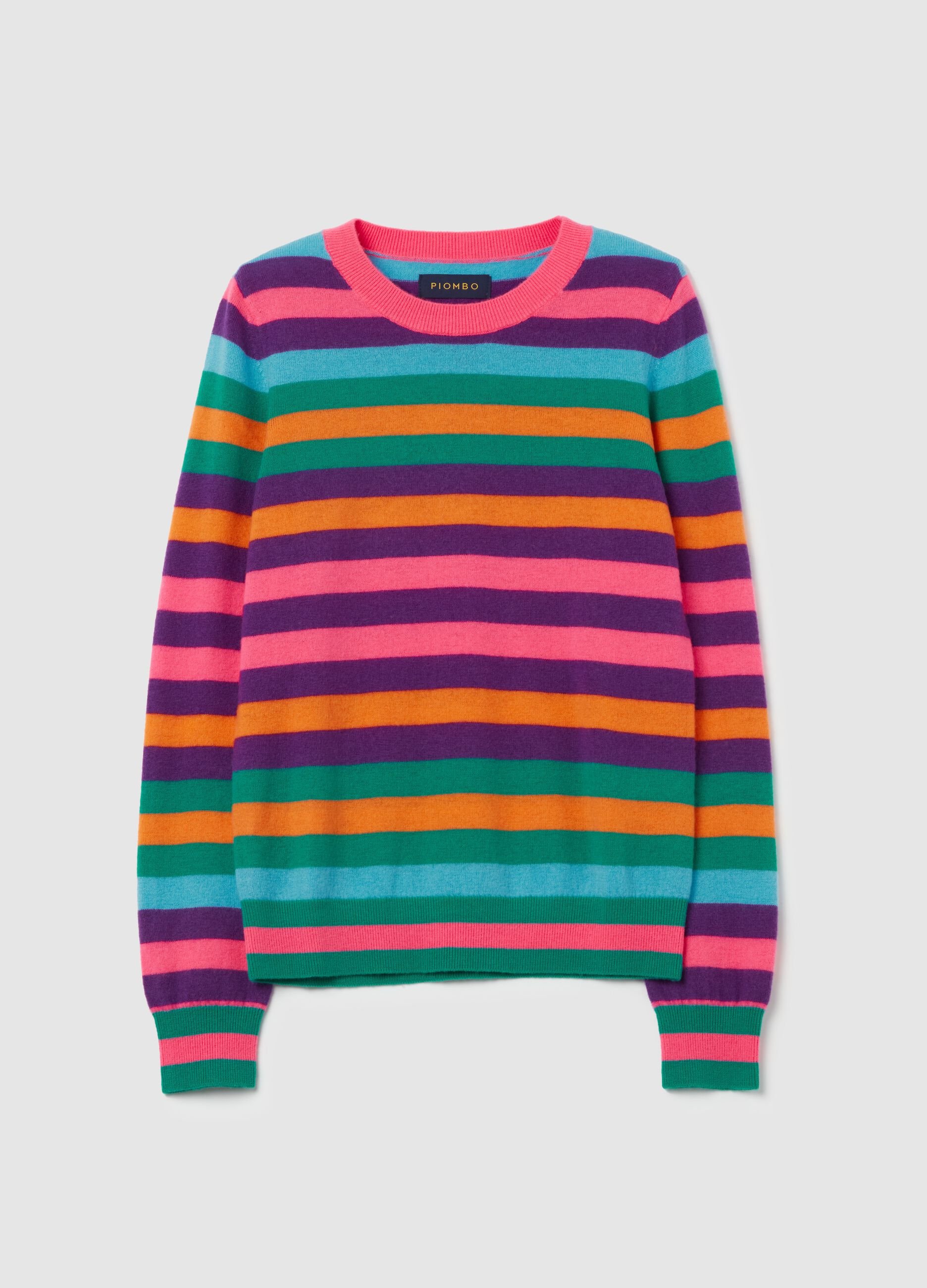 Pullover in lana a righe multicolor