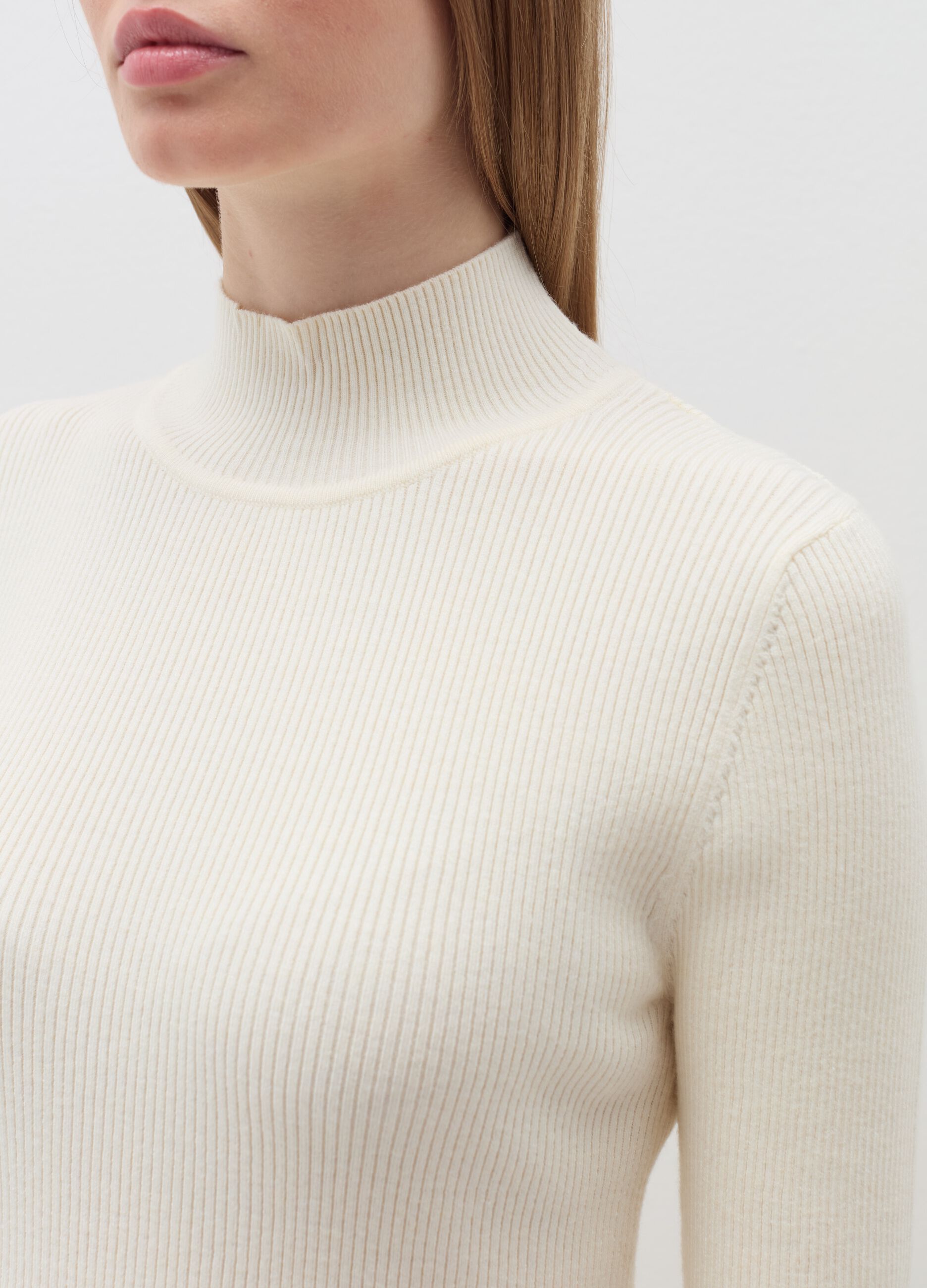 Pullover with mock neck