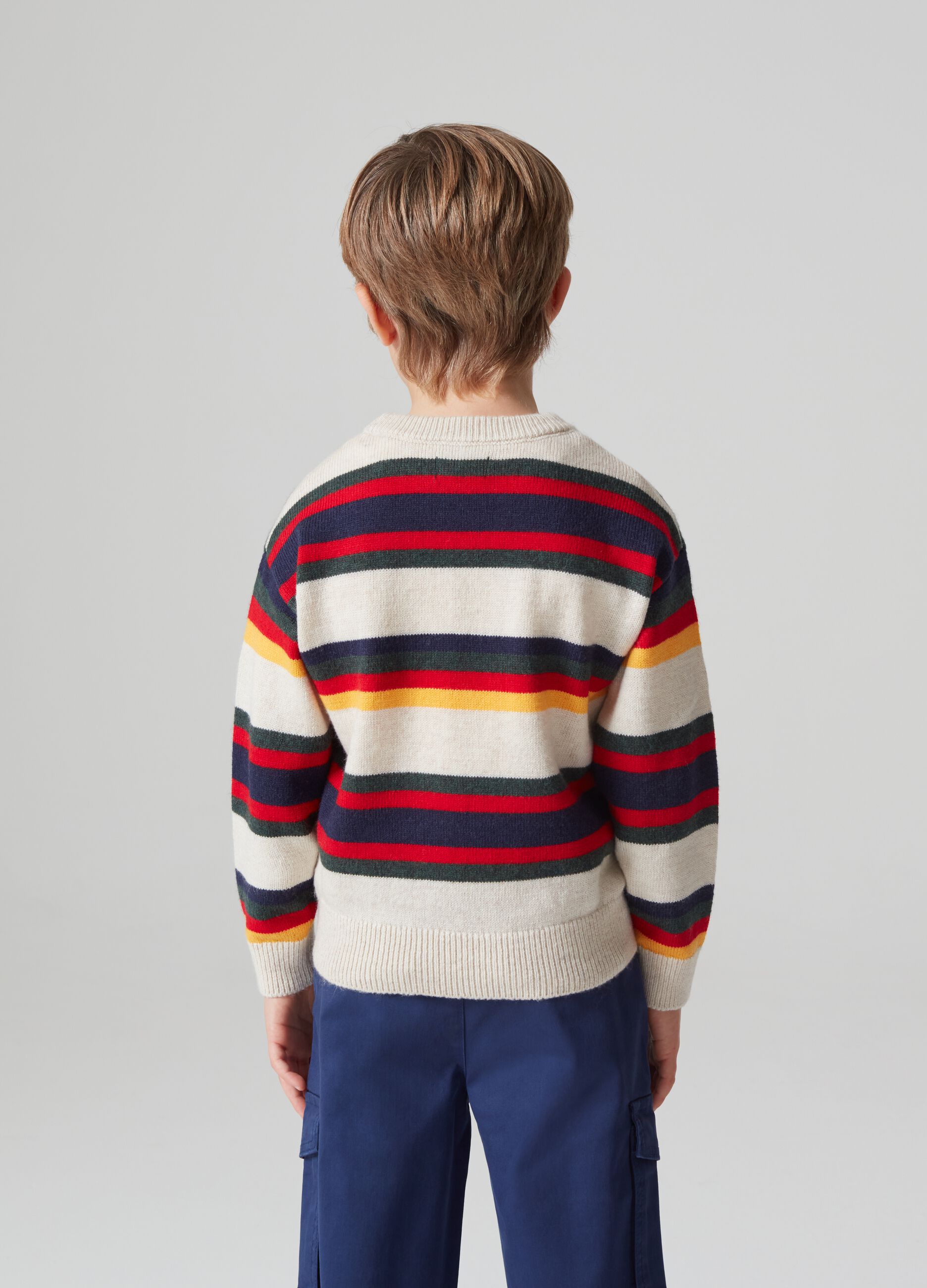 Pullover with multicolour striped pattern