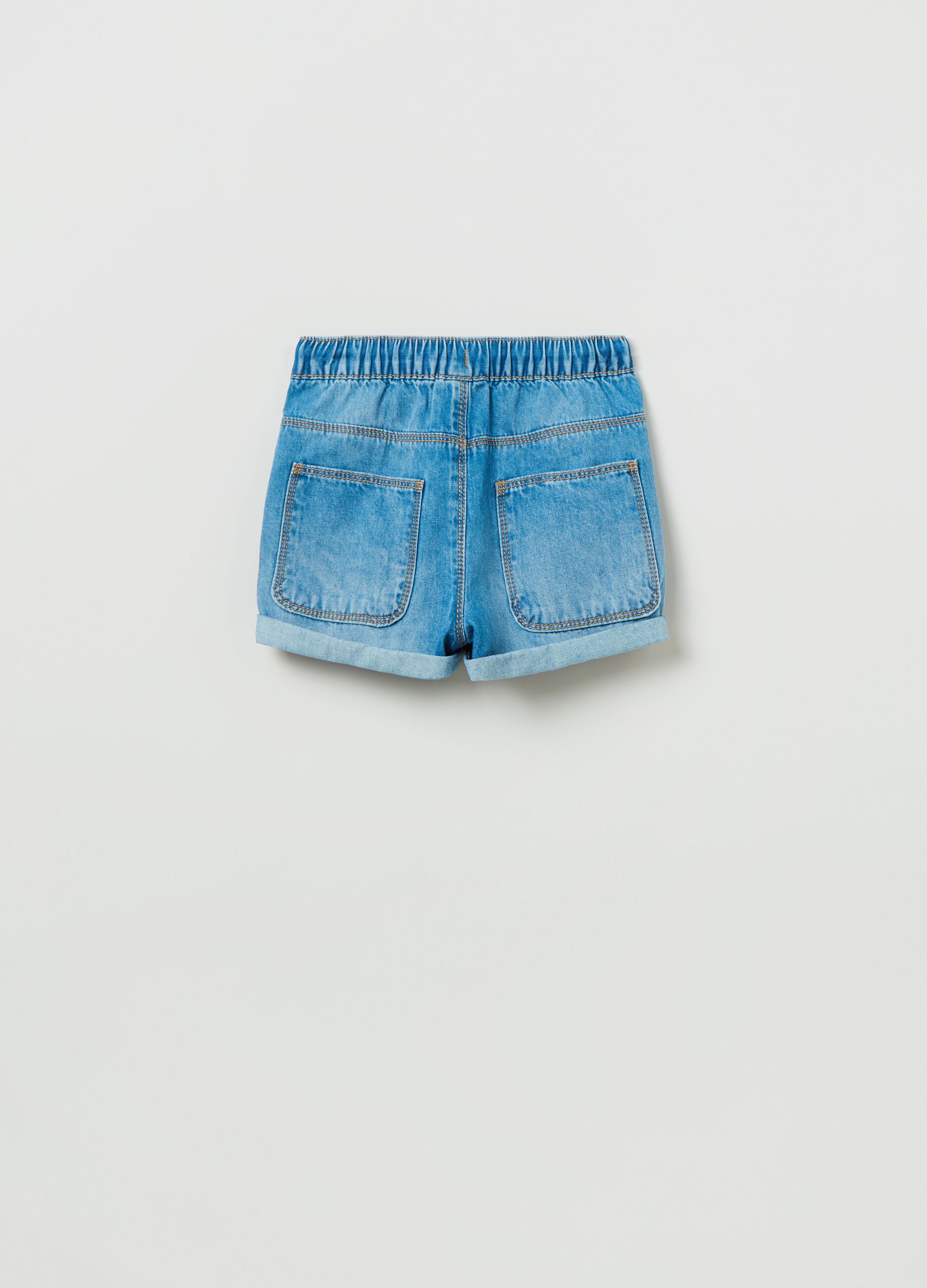 Denim shorts with drawstring