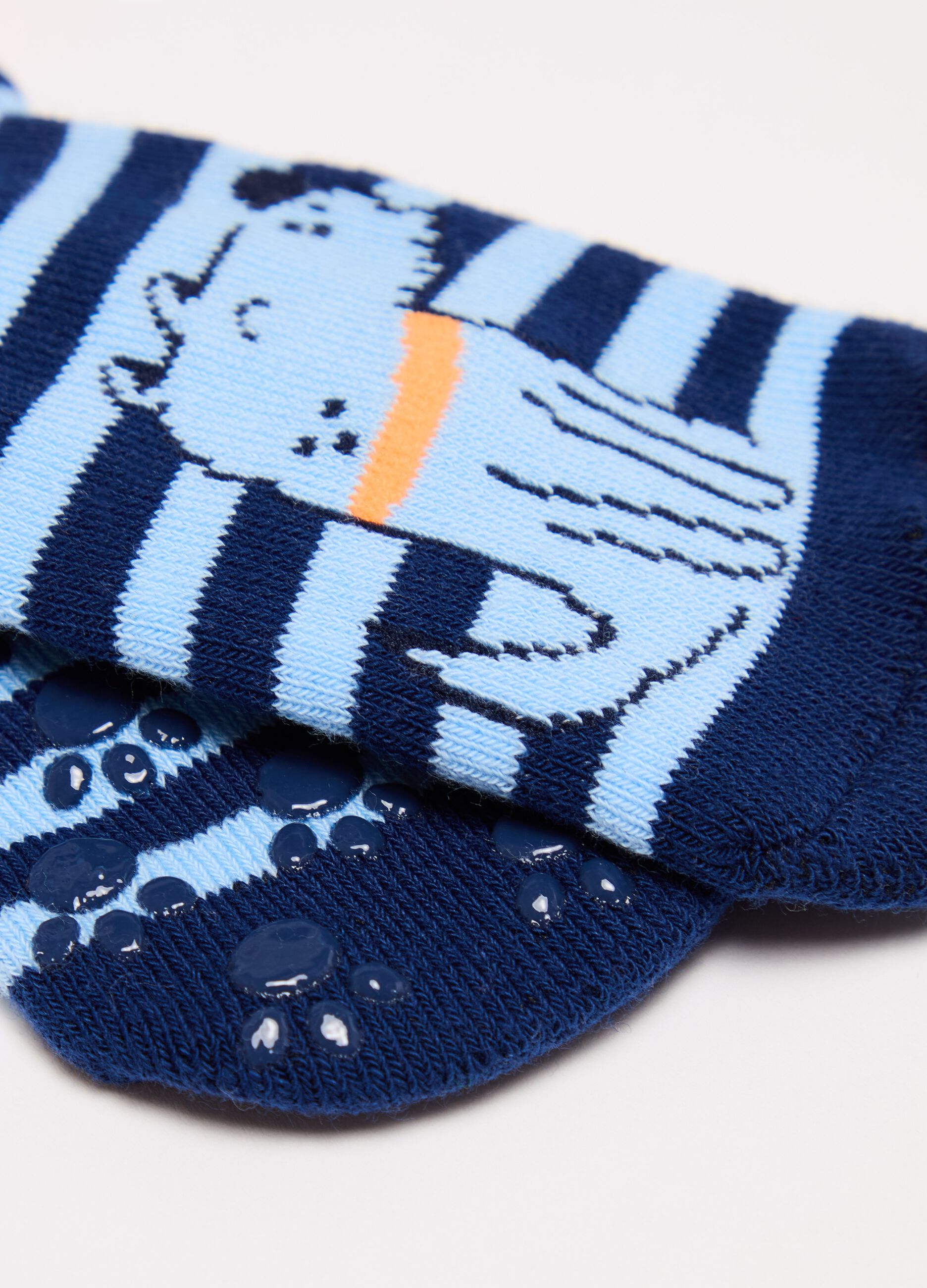 Two-pair pack slipper socks with puppies design