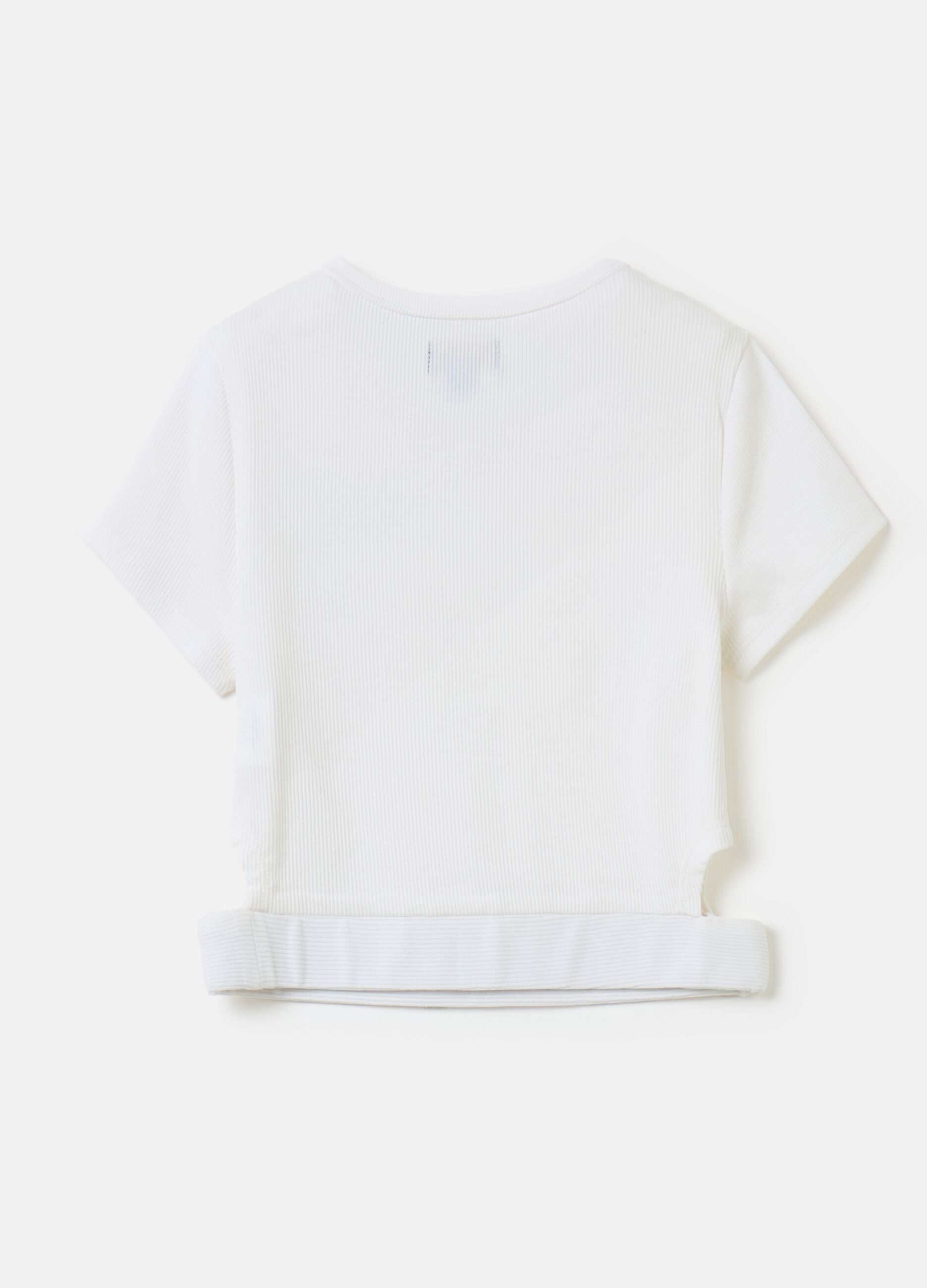 Ribbed T-shirt with cut-out detail