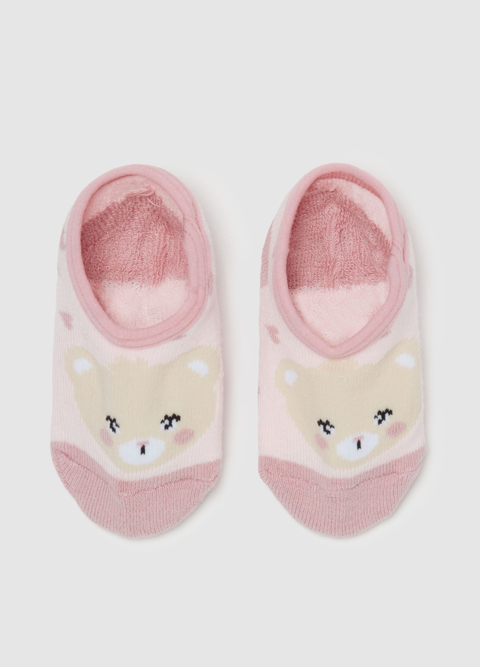 Slipper socks with teddy bear design