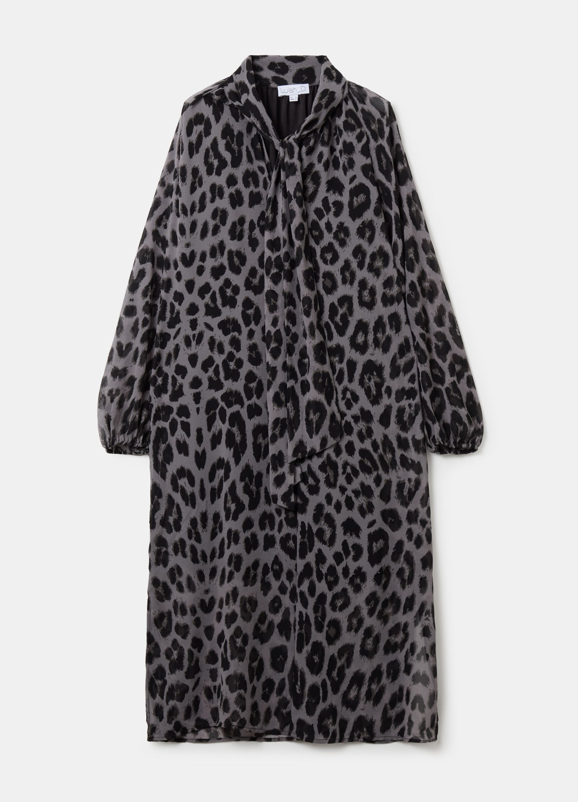 Long animal print dress with scarf