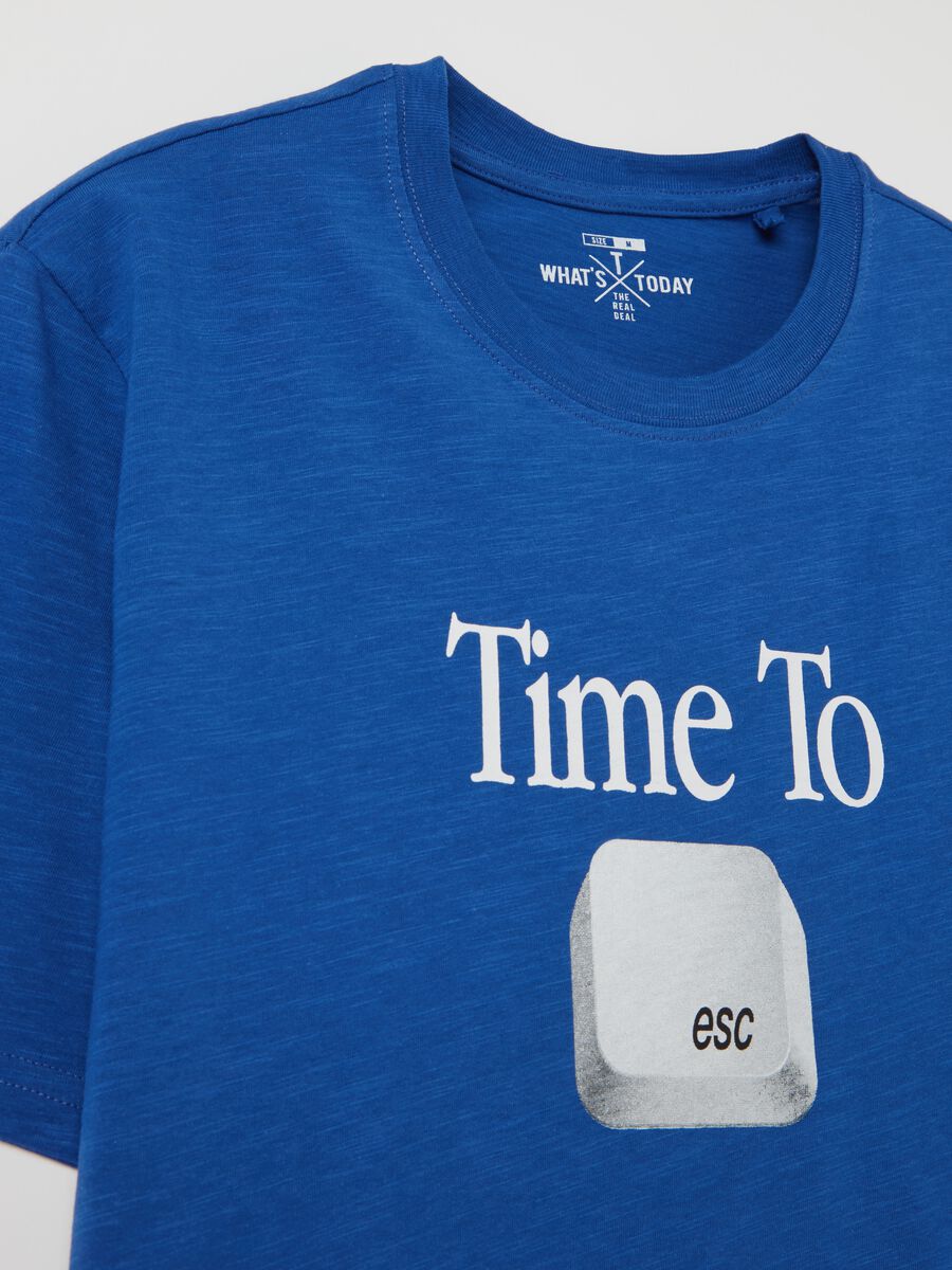 T-shirt in slub jersey con stampa "Time To esc"_1