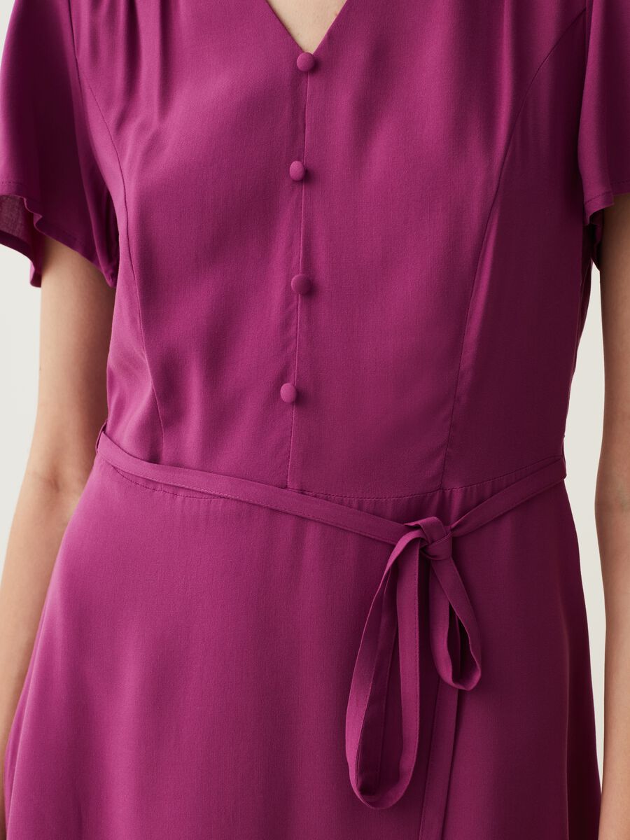 Short dress in viscose with V neck_3