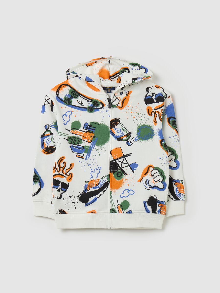 French terry full-zip sweatshirt with print_0