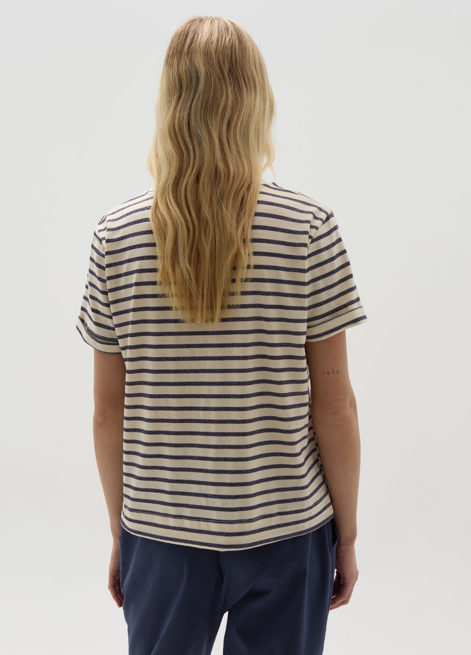 T-shirt with thin stripes and lurex