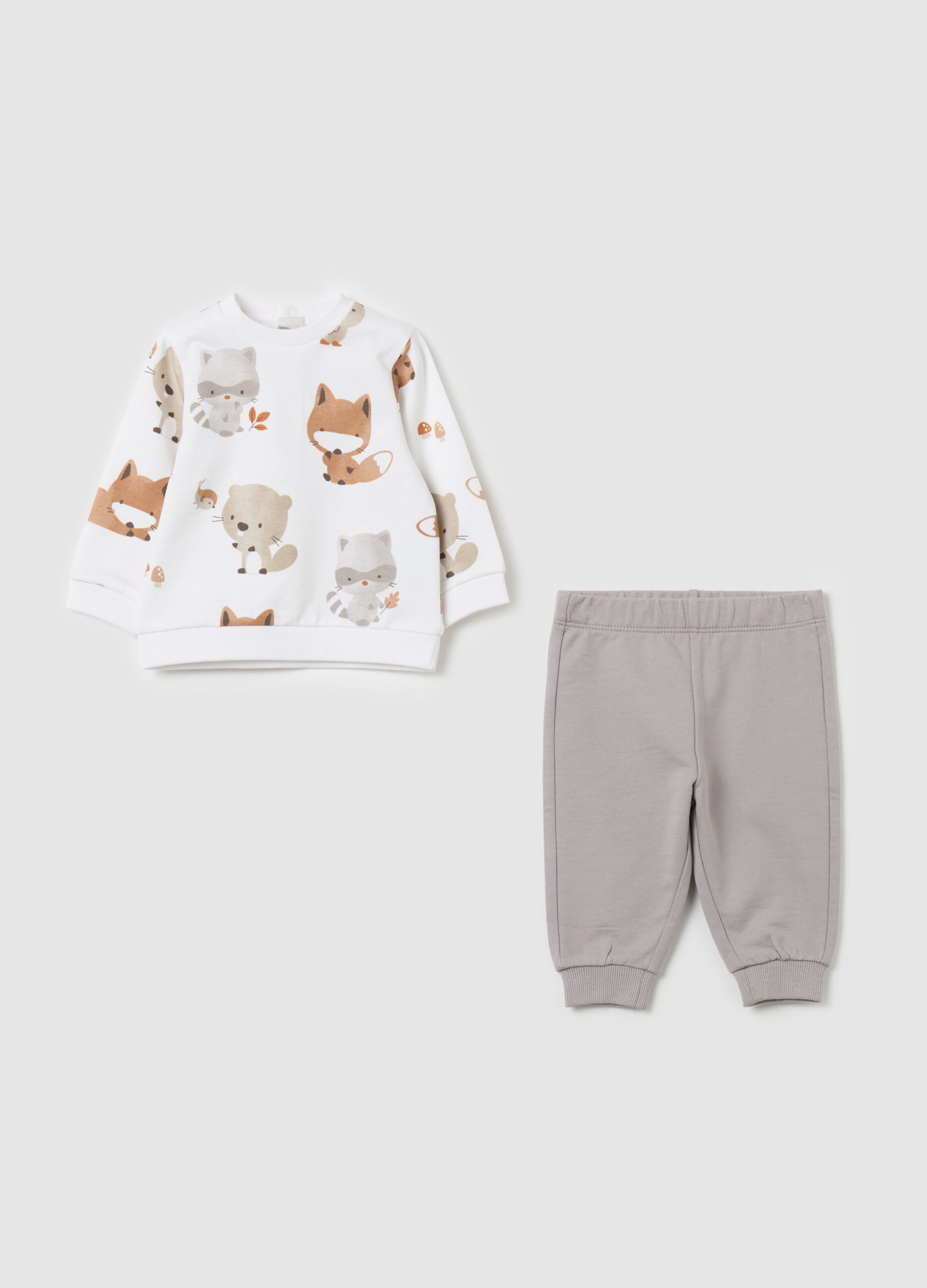 Jogging set in cotone bio stampa animaletti