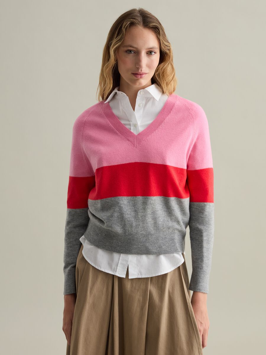 Pullover in lana colorblock_1