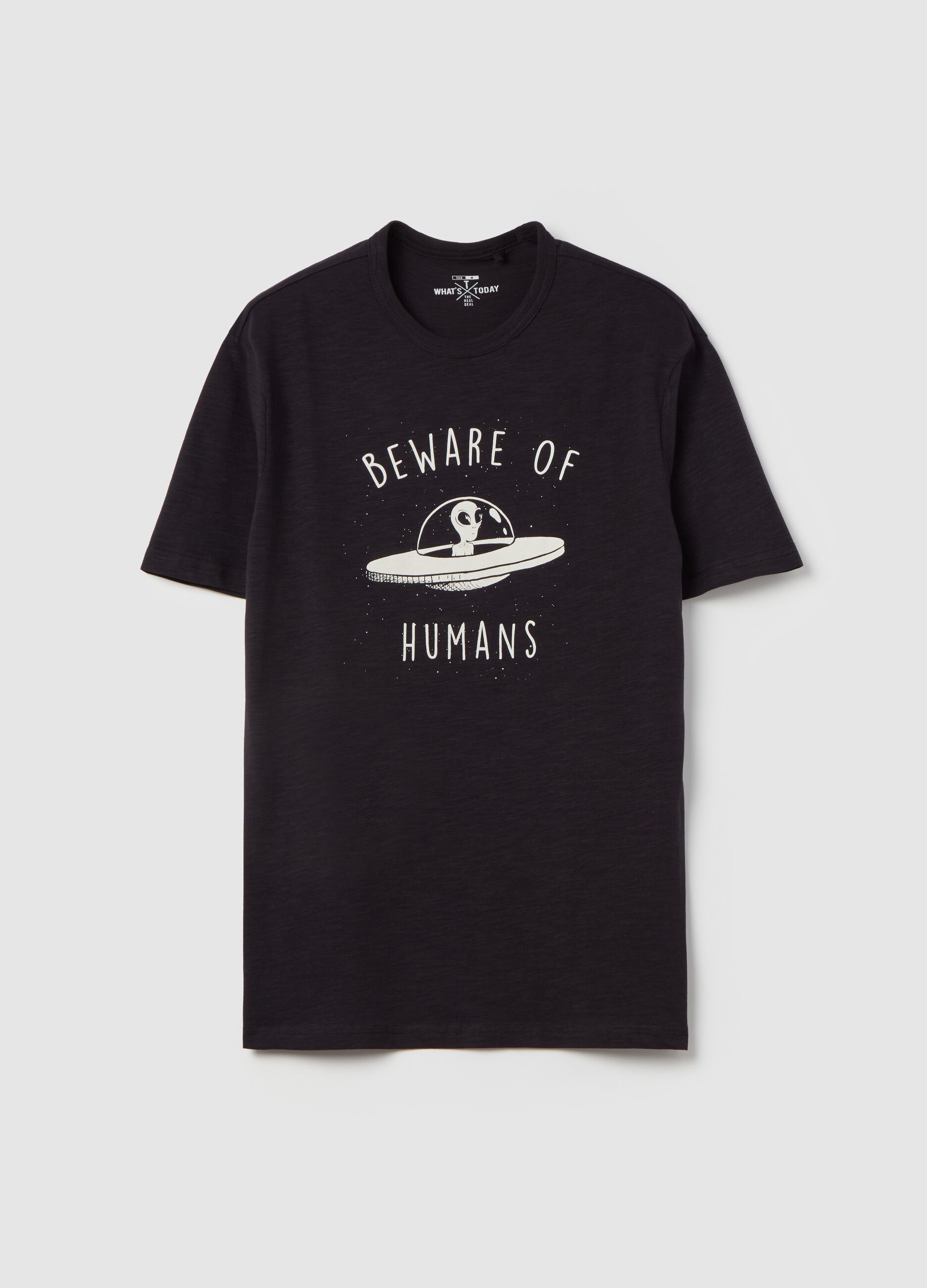 T-shirt with “Be aware of humans” print