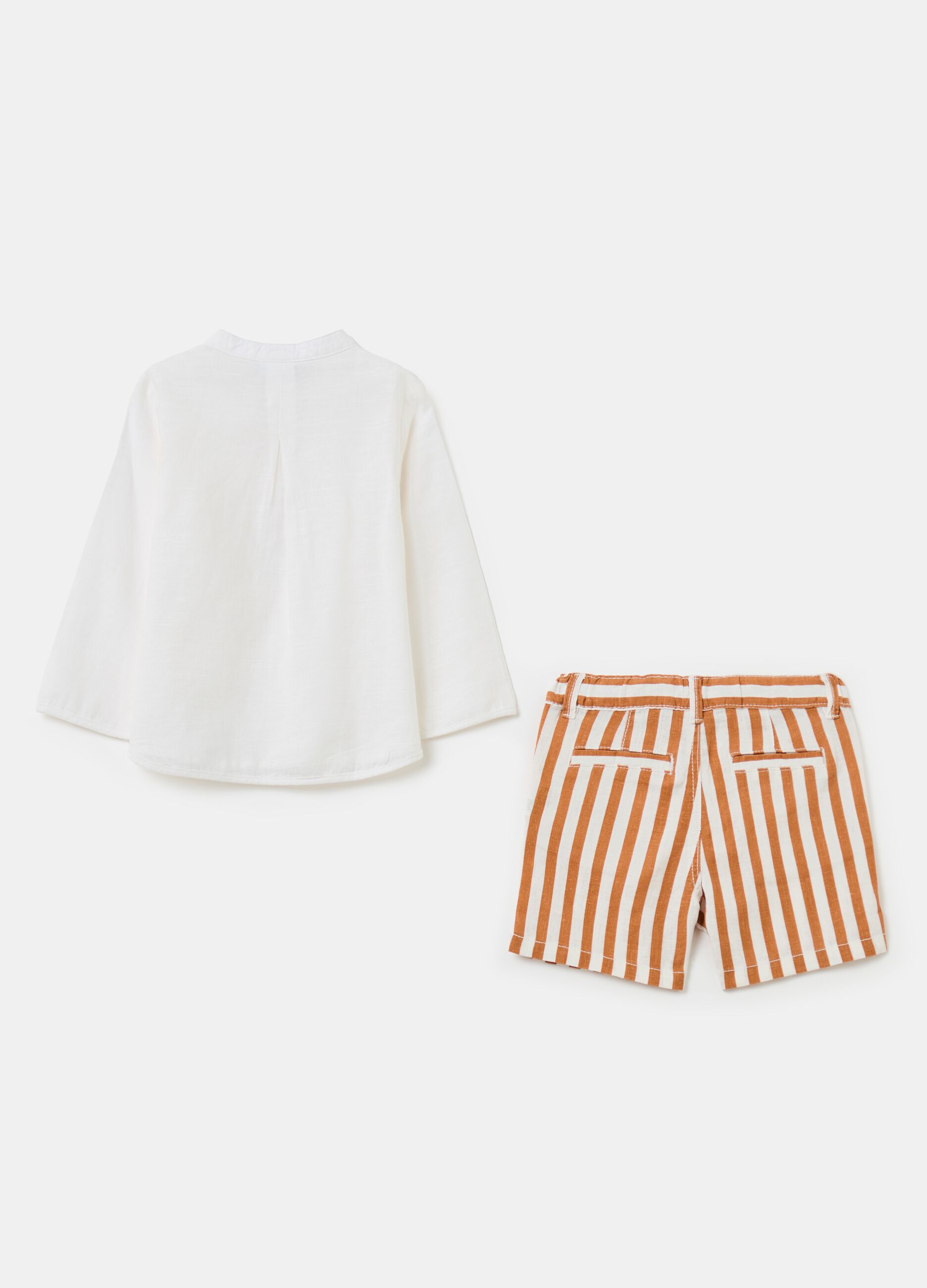 Striped Bermuda shorts and shirt set