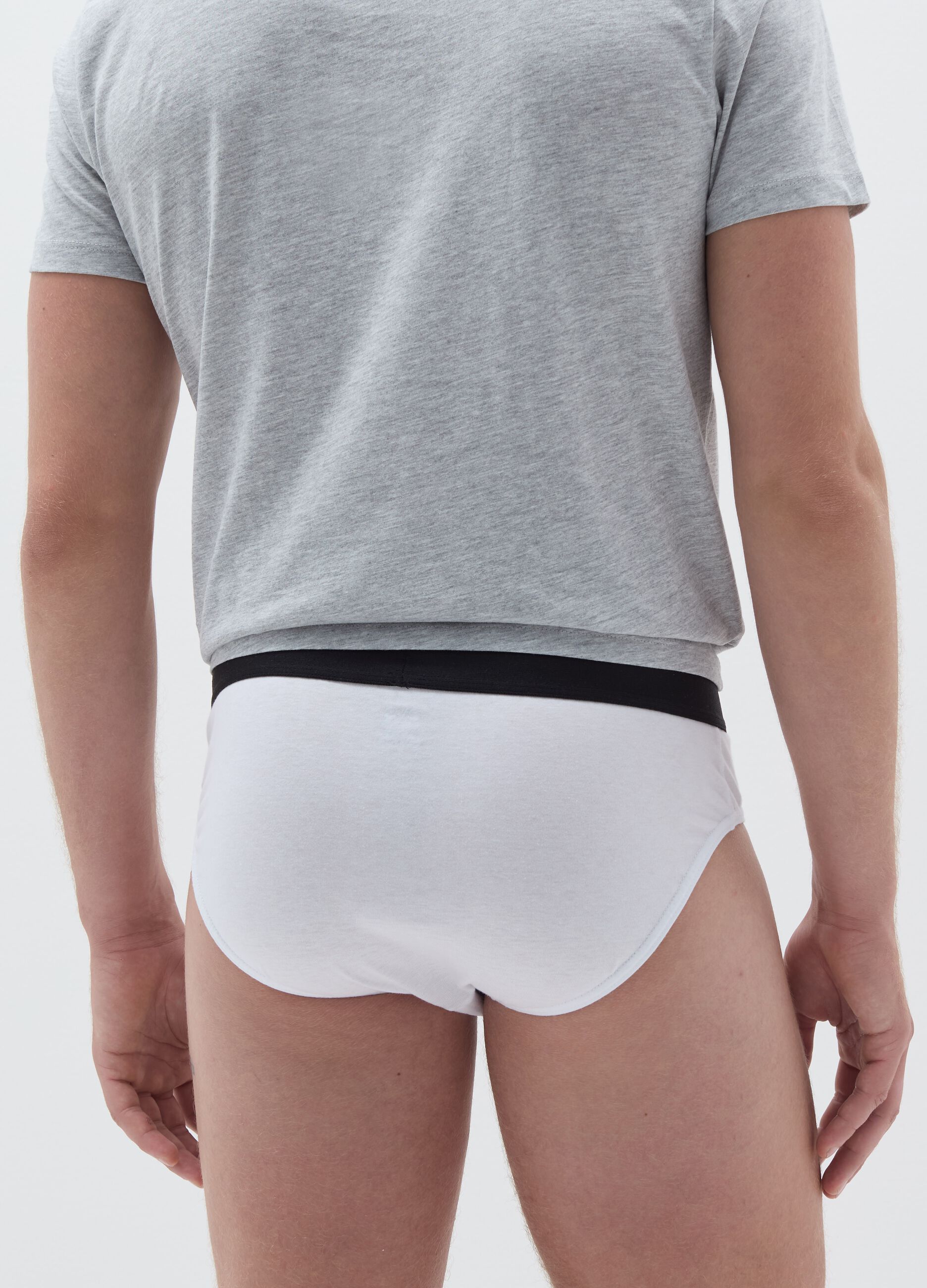 Five-pack briefs in organic cotton with external elastic