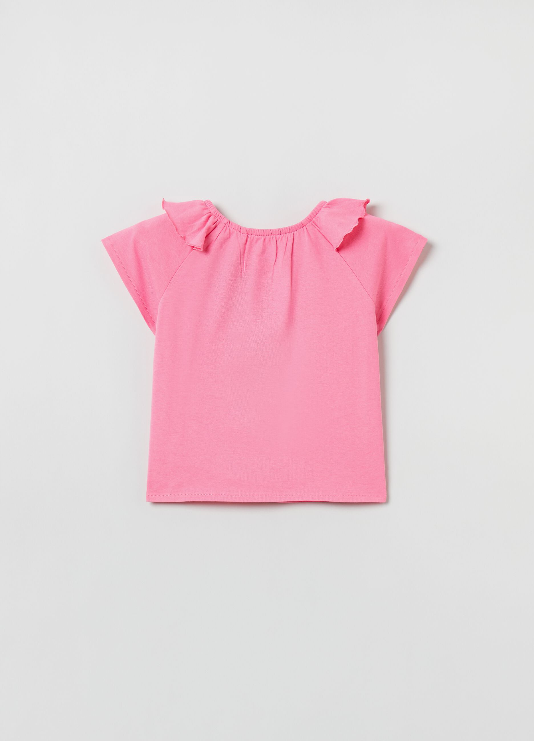 Cotton T-shirt with flounces